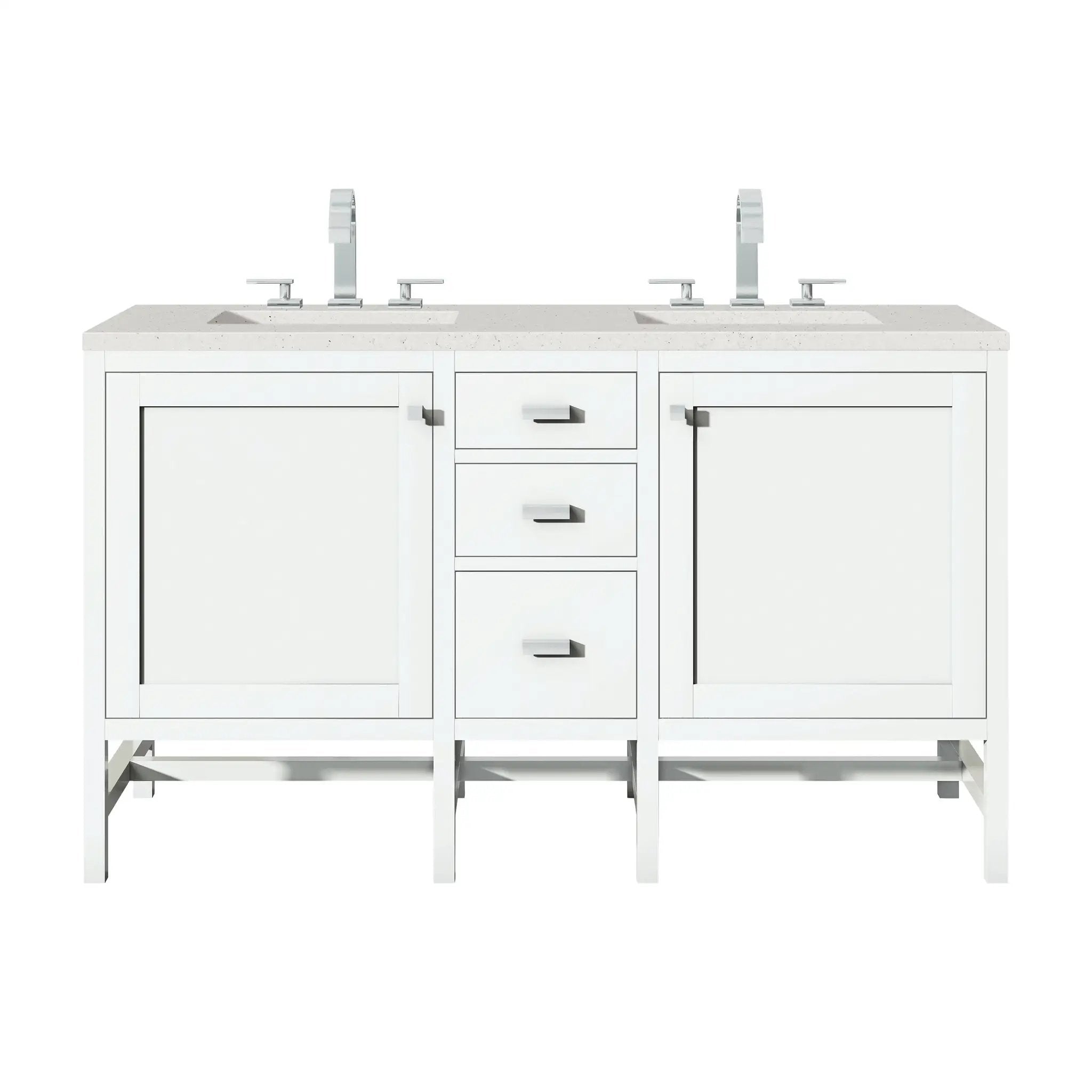 James Martin Addison 60" Double Vanity Set - Glossy White by James Martin Vanities