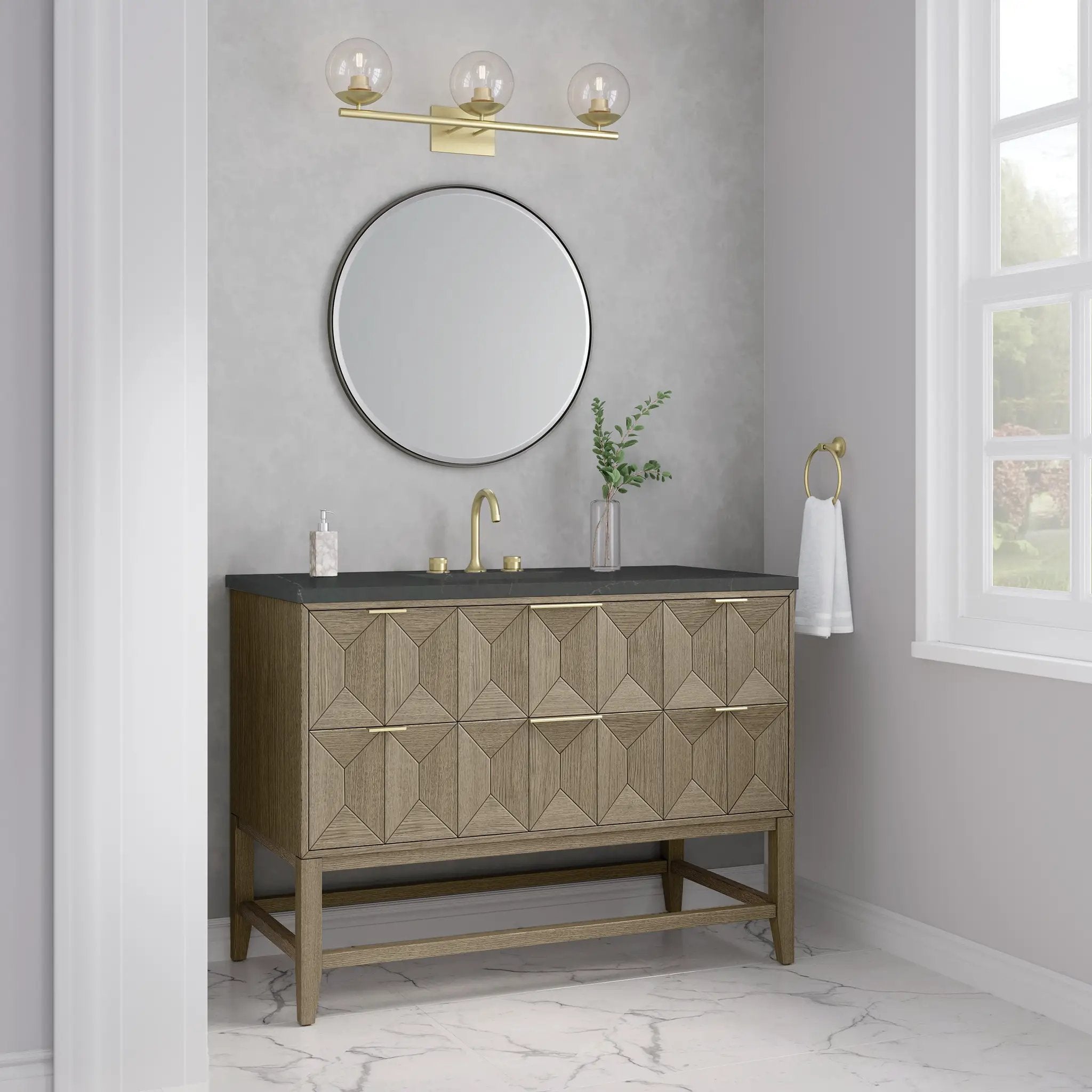 pebble oak vanity