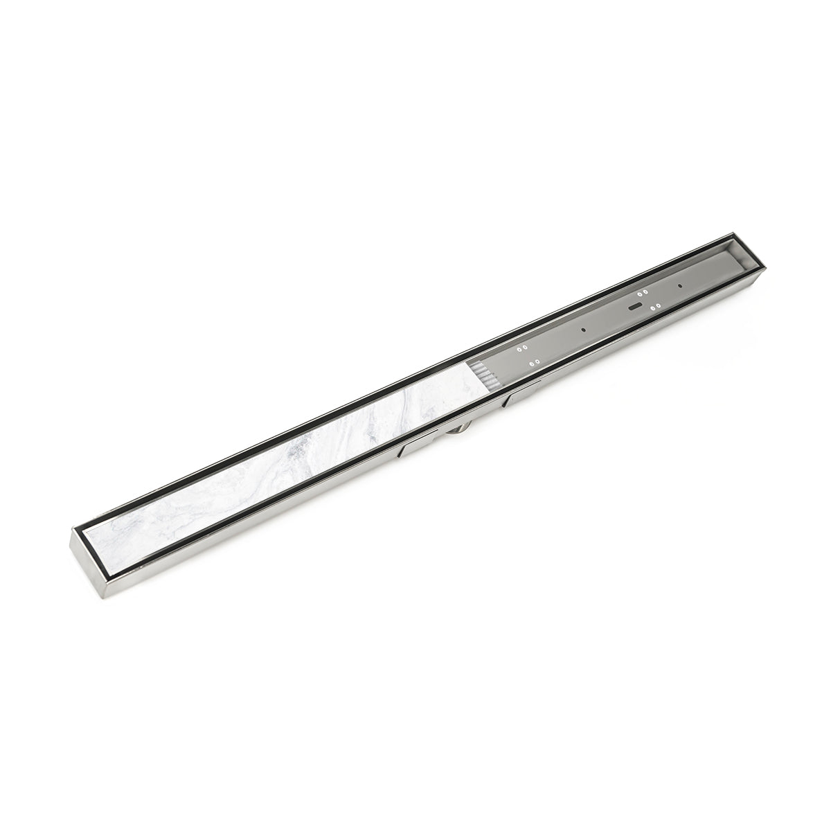 Infinity Drain 36" S-Stainless Steel Series High Flow Site Sizable Linear Drain Kit with Low Profile Tile Insert Frame with Cast Iron Drain Body, 3" No Hub Outlet