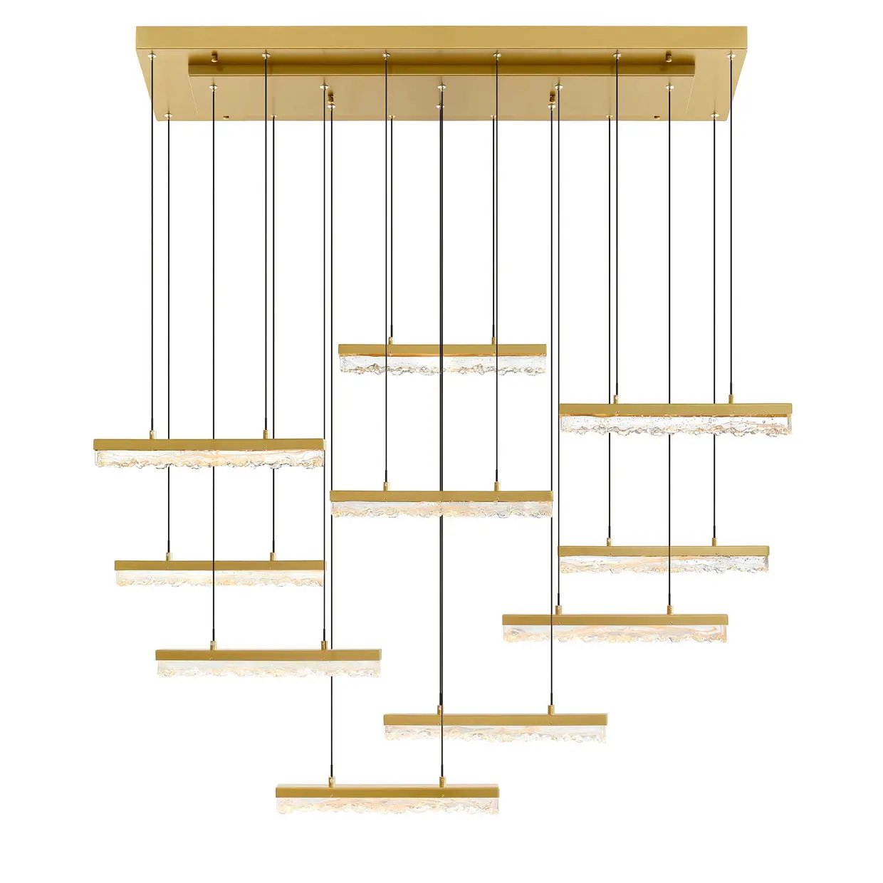 CWI Lighting Stagger Integrated LED 48" Chandelier with Handcrafted Glass by CWI Lighting