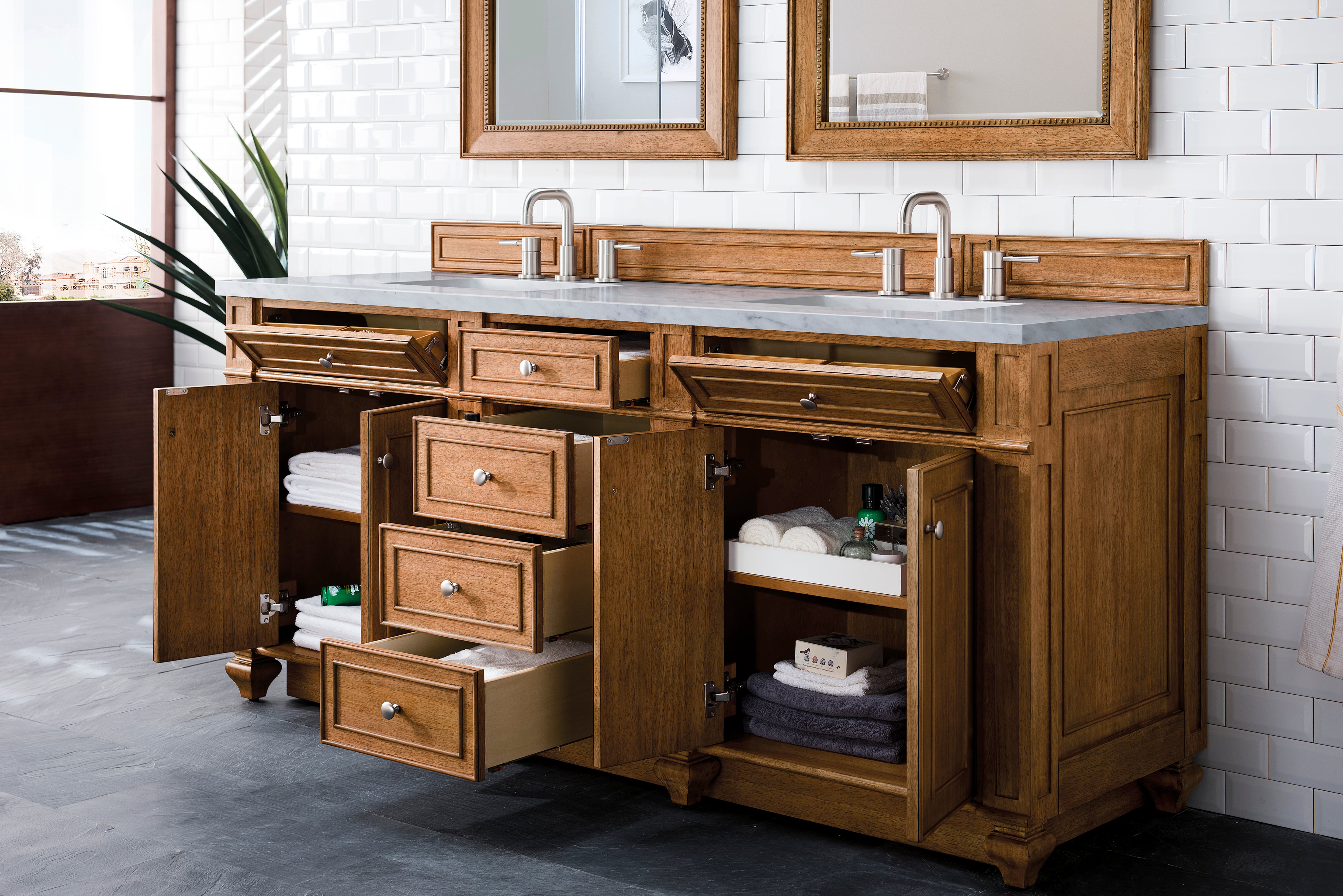 saddle brown vanity