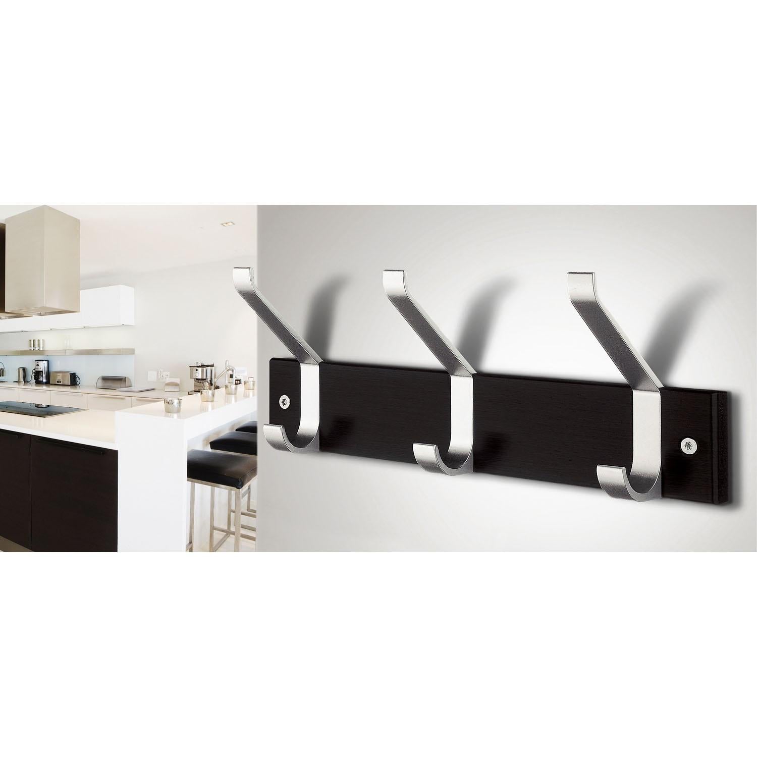 black wood/satin aluminium coat and hat rack