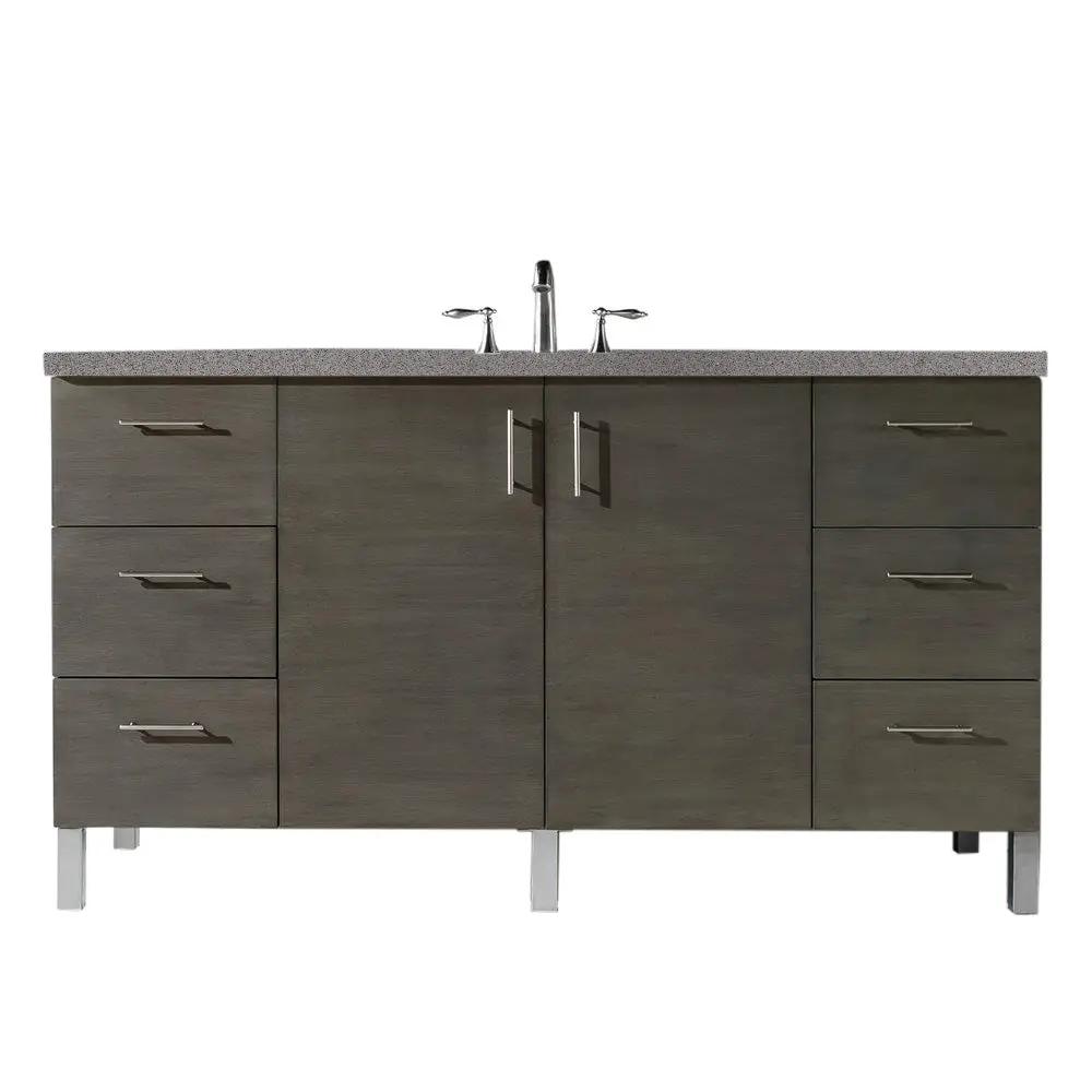 James Martin Metropolitan 60" Single Vanity Set - Silver Oak by James Martin Vanities