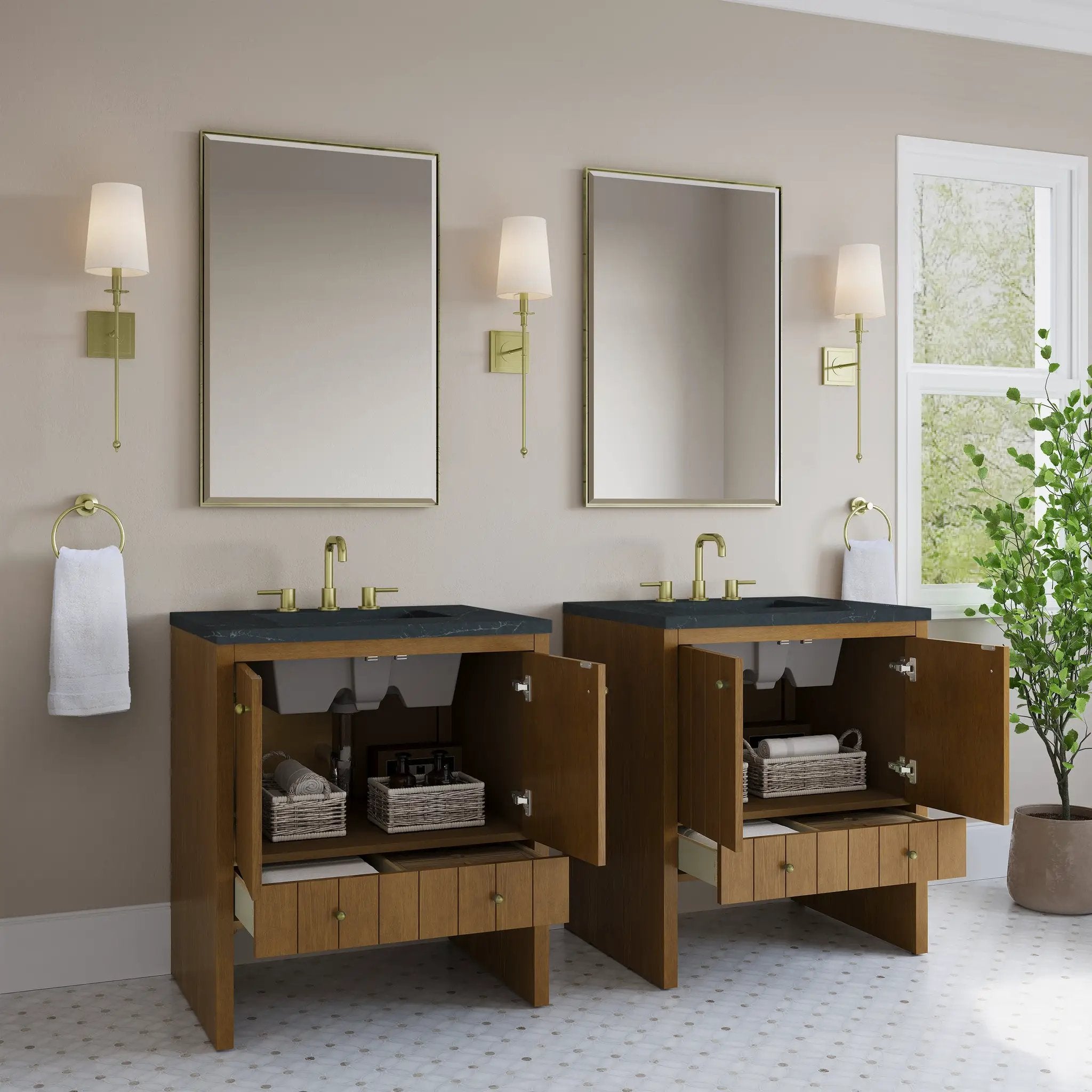 honey oak vanity