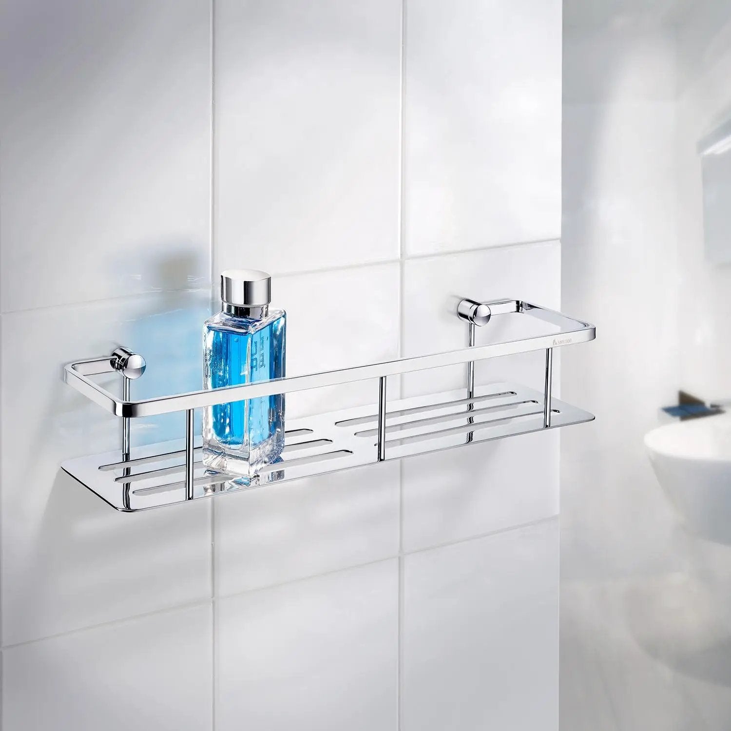 polished chrome shower basket