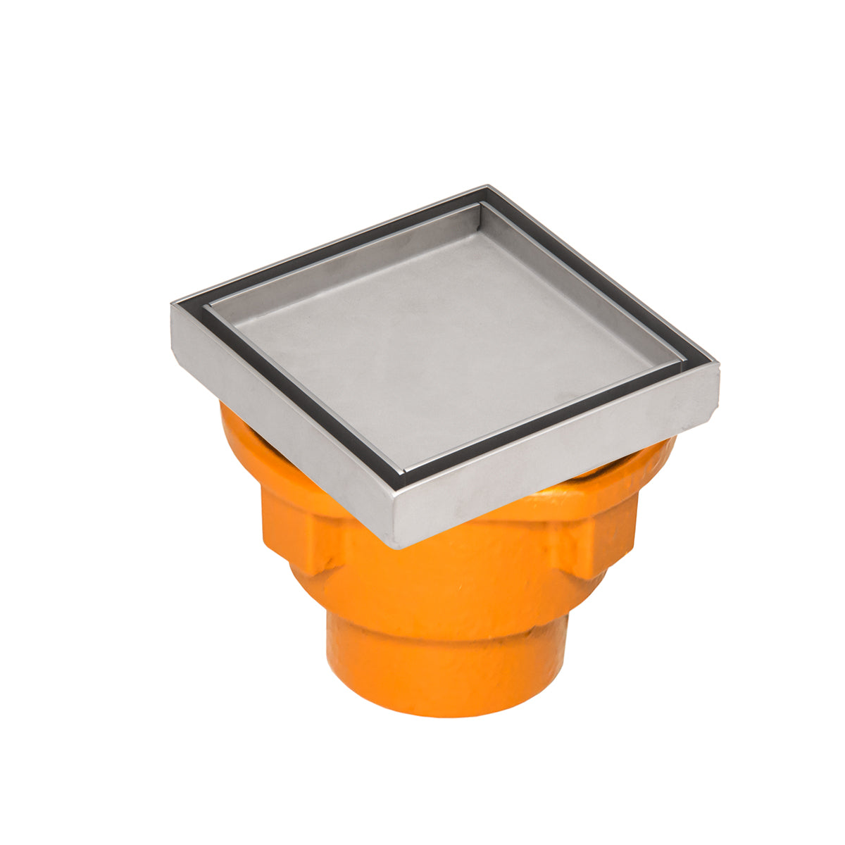 Infinity Drain 4 x 4 Tile Drain Strainer with Cast Iron Drain Body, 2" Outlet