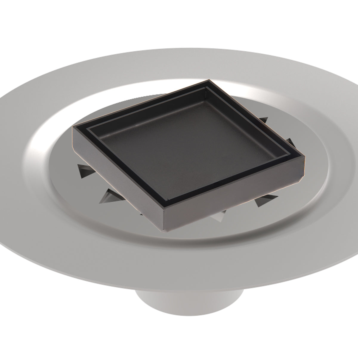 Infinity Drain 4 x 4 Tile Drain Strainer with Stainless Steel Bonded Flange Drain Body, 2" No Hub Outlet