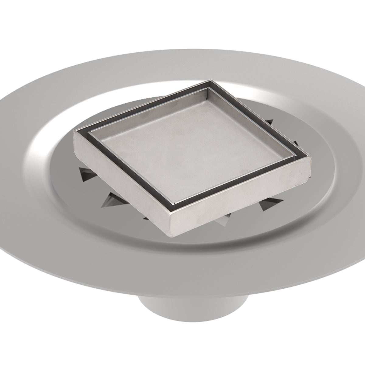 Infinity Drain 4 x 4 Tile Drain Strainer with Stainless Steel Bonded Flange Drain Body, 2" No Hub Outlet by Infinity Drain