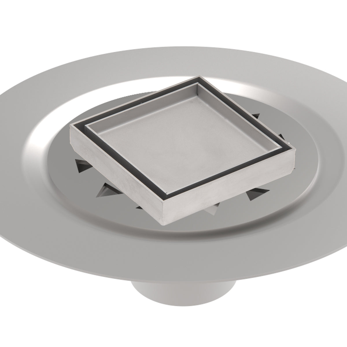 Infinity Drain 4 x 4 Tile Drain Strainer with Stainless Steel Bonded Flange Drain Body, 2" No Hub Outlet by Infinity Drain