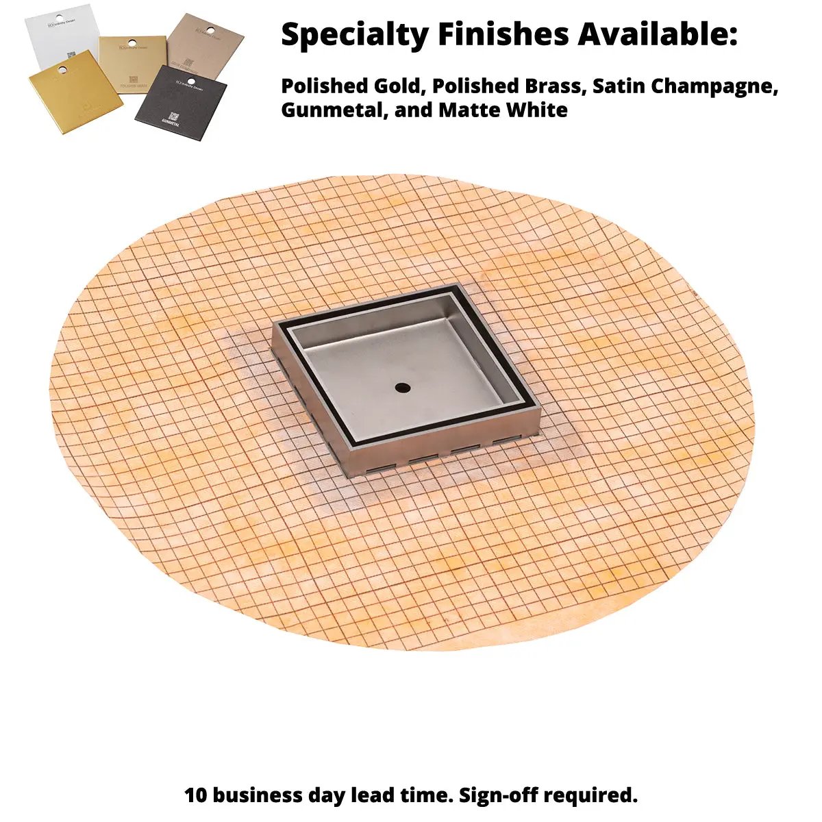 Infinity Drain 5 x 5 Flanged Tile Drain Strainer with Factory Applied Schluter Kerdi Membrane for 3/4" tile with PVC Drain Body, 2" Outlet by Infinity Drain