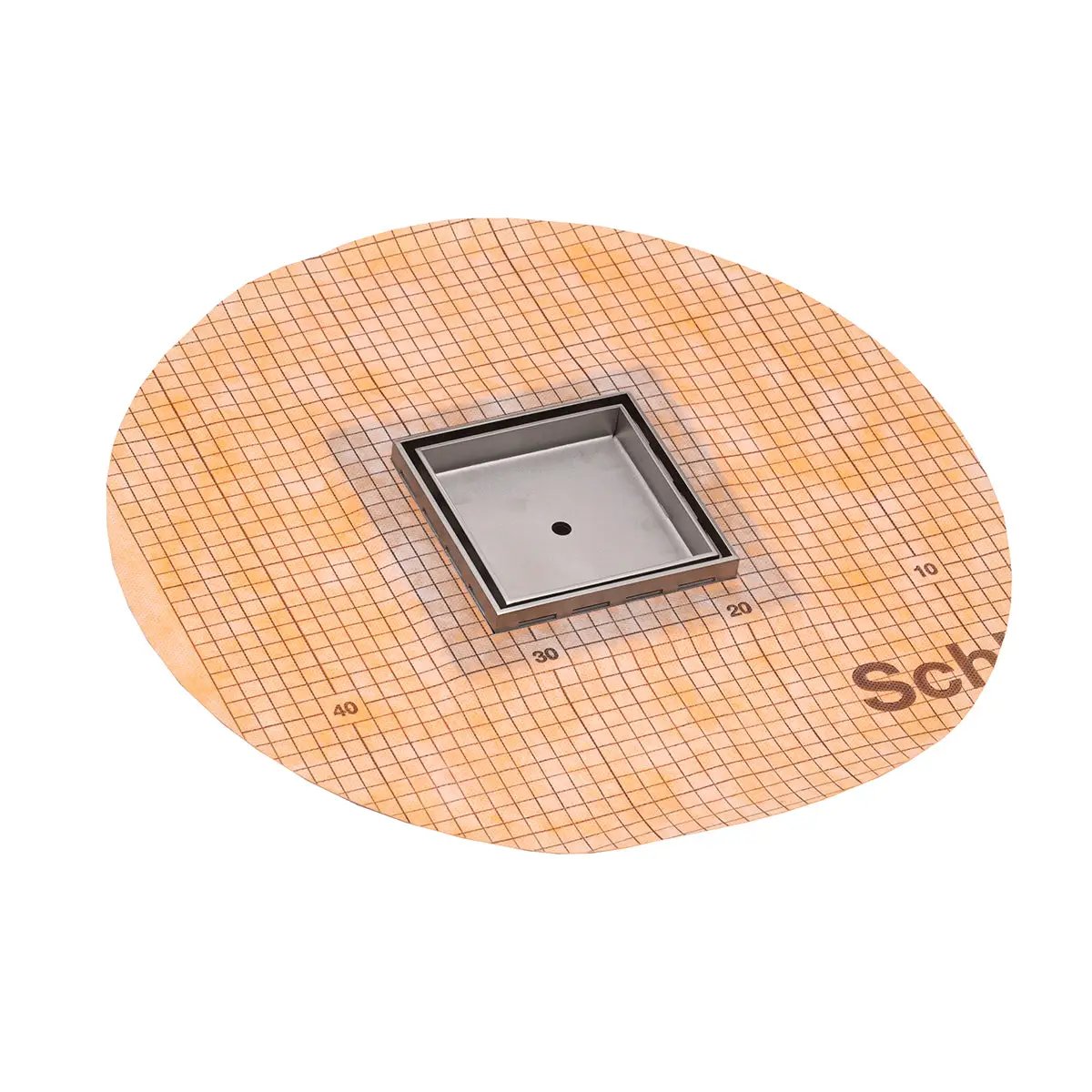 Infinity Drain 5 x 5 Flanged Tile Drain Strainer with Factory Applied Schluter Kerdi Membrane for 3/8" tile with ABS Drain Body, 2" Outlet by Infinity Drain