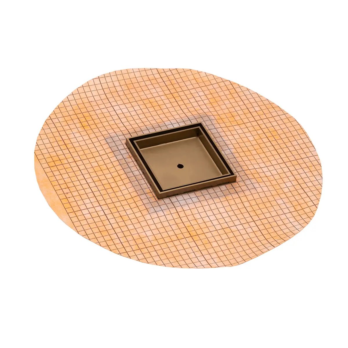 Infinity Drain 5 x 5 Flanged Tile Drain Strainer with Factory Applied Schluter Kerdi Membrane for 3/8" tile with ABS Drain Body, 2" Outlet by Infinity Drain