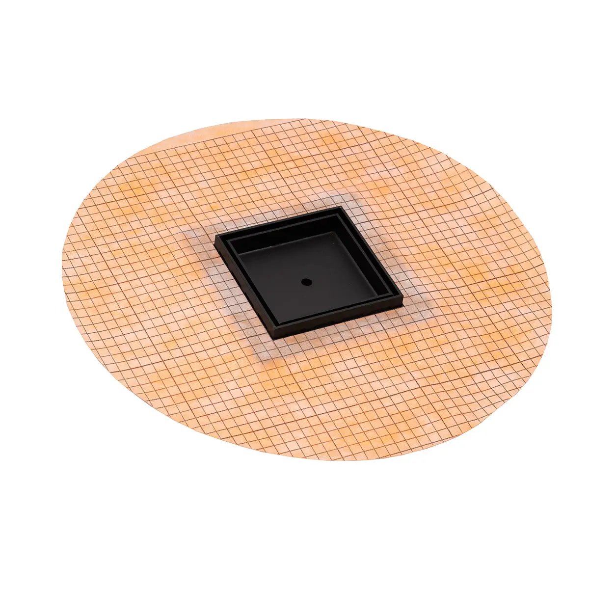 Infinity Drain 5 x 5 Flanged Tile Drain Strainer with Factory Applied Schluter Kerdi Membrane for 3/8" tile with Cast Iron Drain Body, 2" Outlet by Infinity Drain