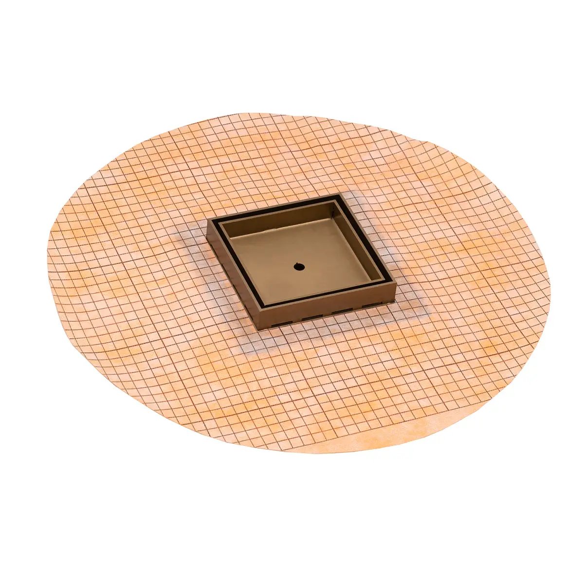 Infinity Drain 5 x 5 Flanged Tile Drain Strainer with Factory Applied Schluter Kerdi Membrane for 3/4" tile with 2 Throat by Infinity Drain