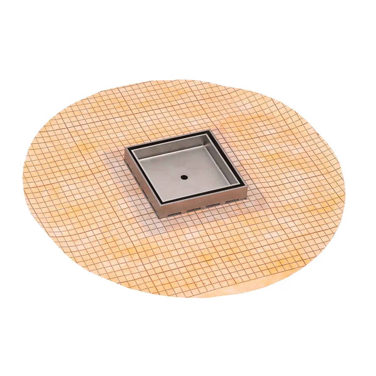 Infinity Drain 5 x 5 Flanged Tile Drain Strainer with Factory Applied Schluter Kerdi Membrane for 3/4" tile with 2 Throat by Infinity Drain