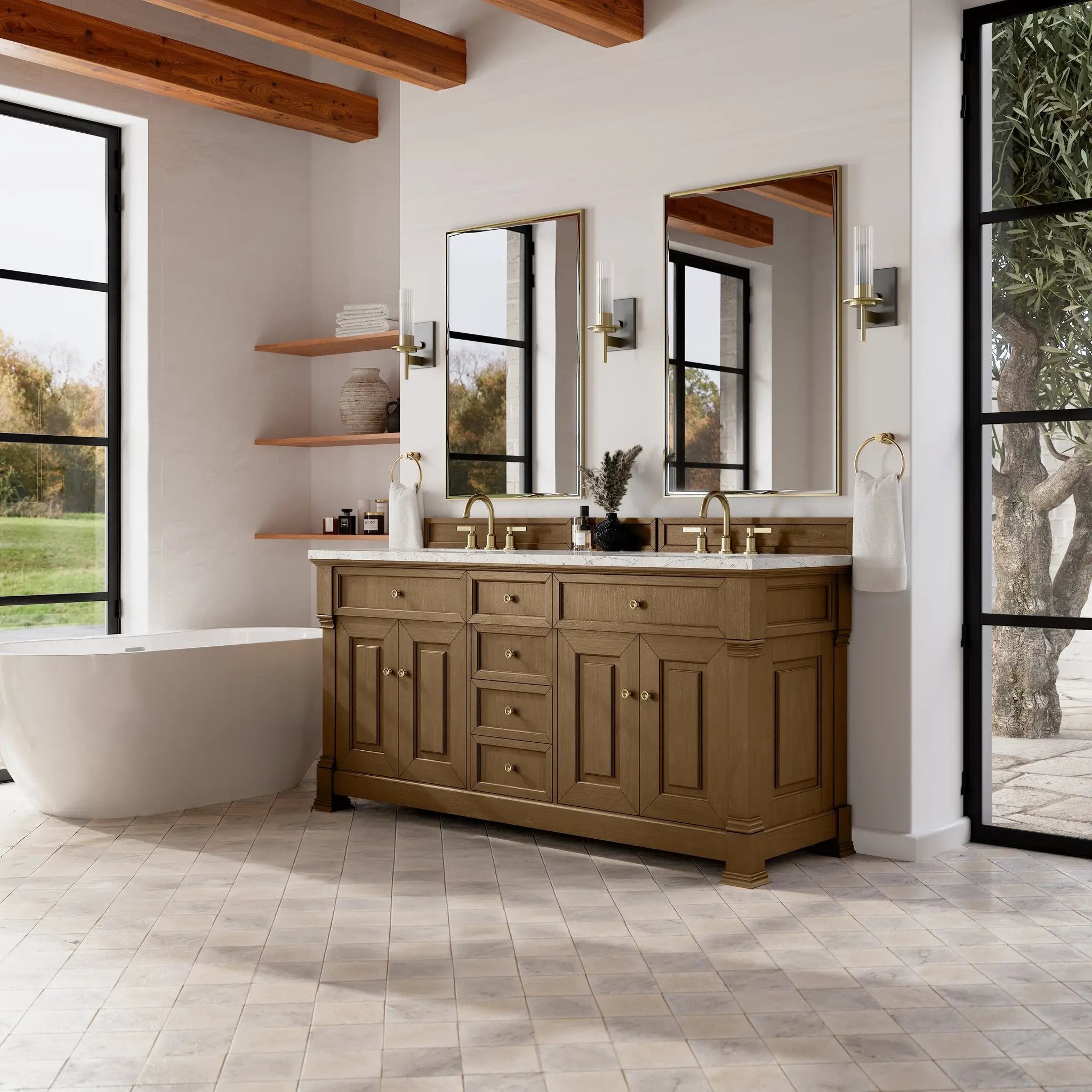 honey oak vanity