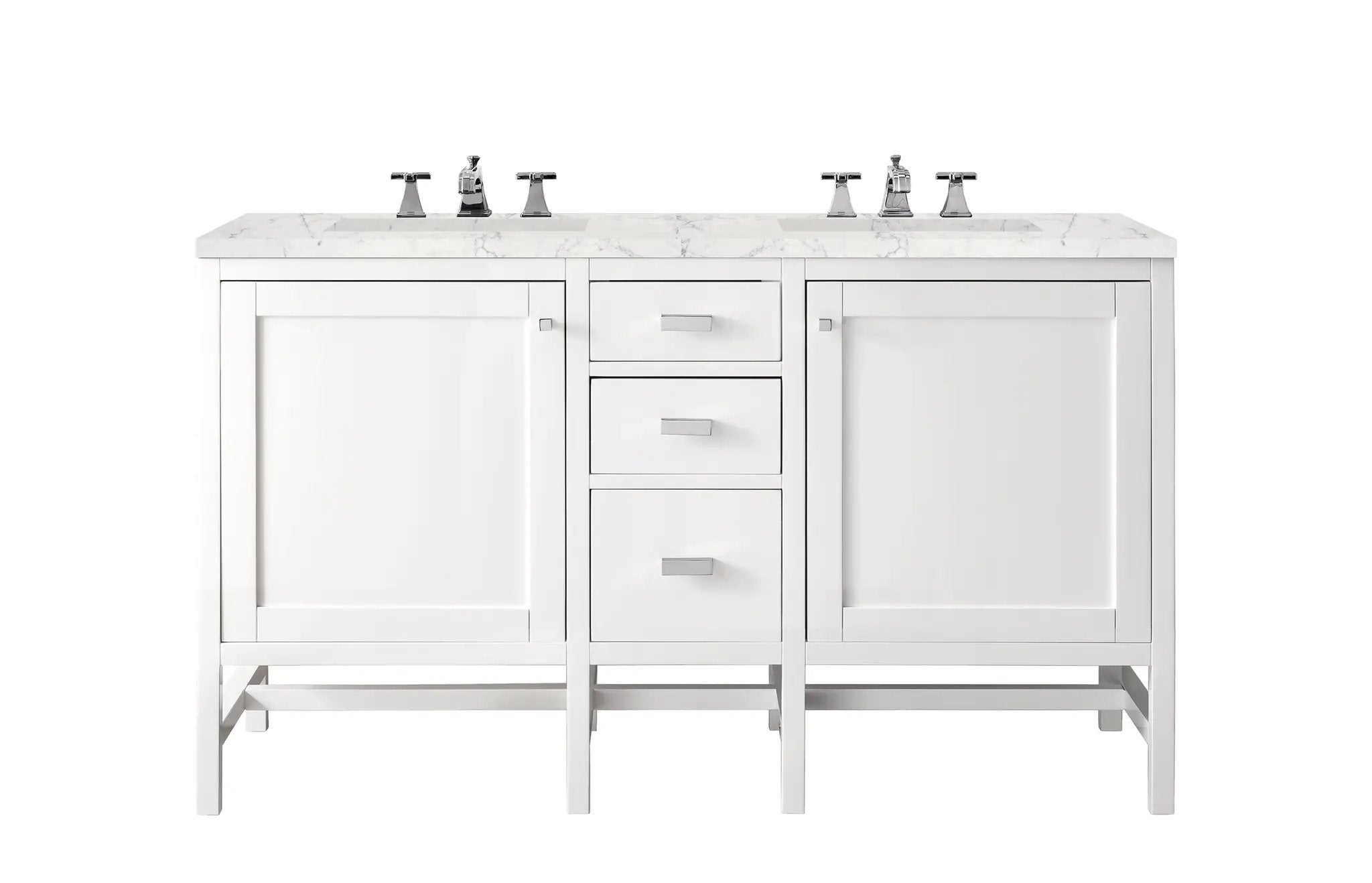 James Martin Addison 60" Double Vanity Set - Glossy White by James Martin Vanities