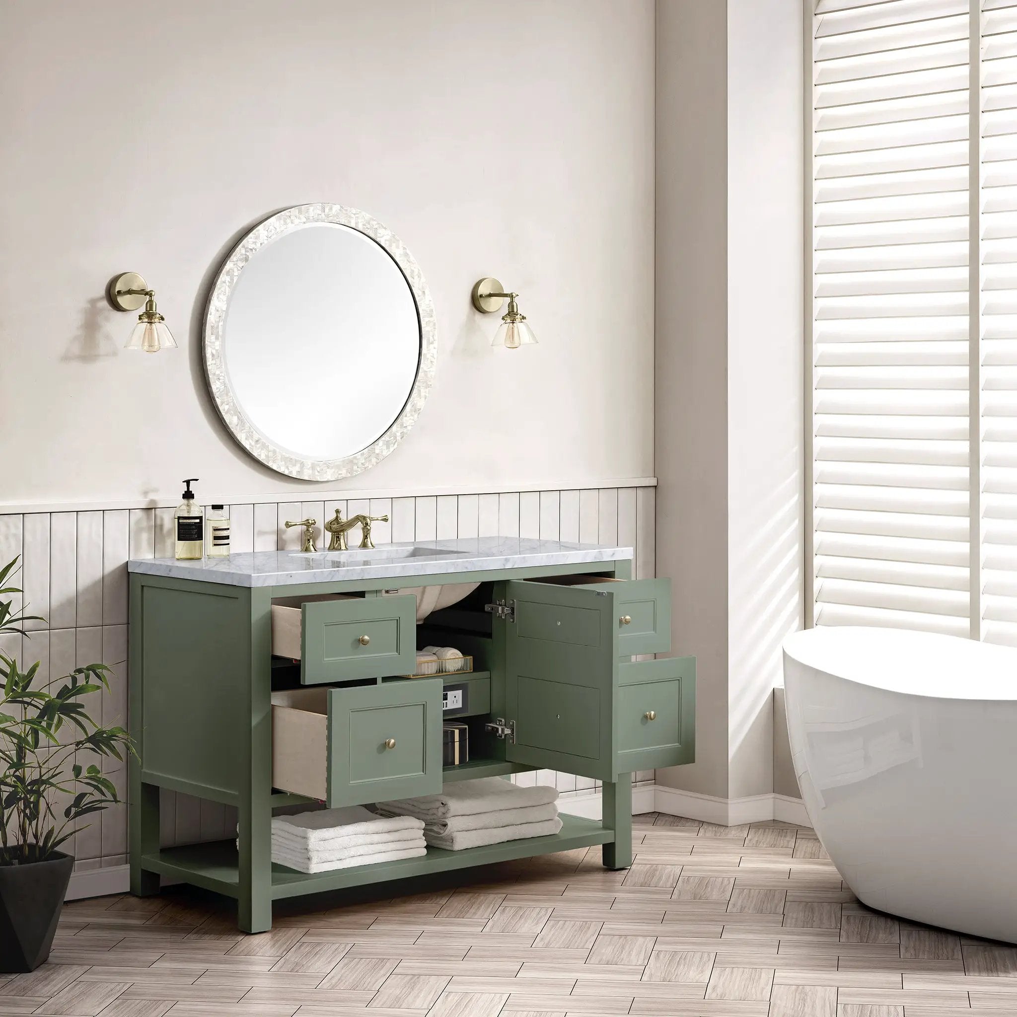 smokey celadon vanity