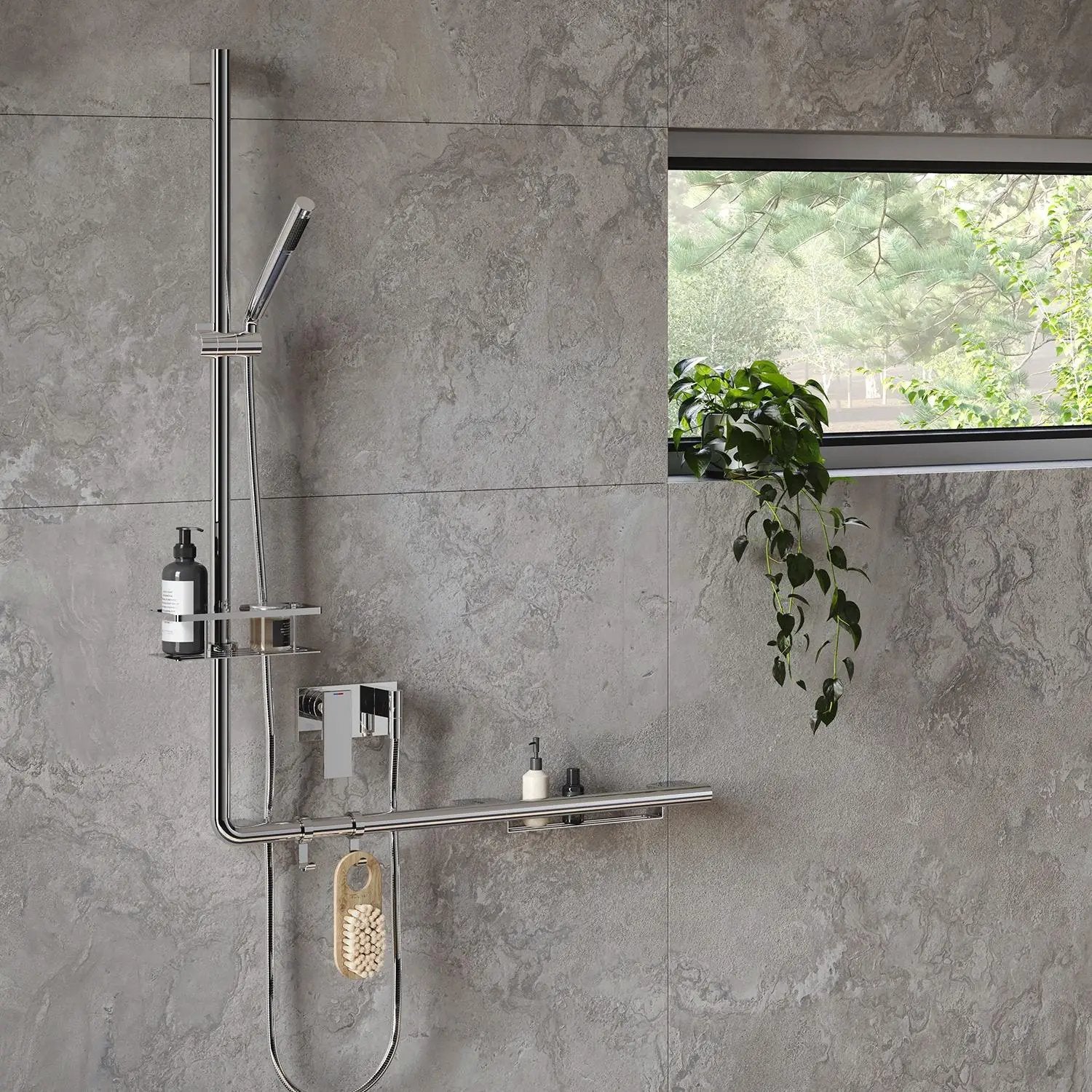 chromed grab bar