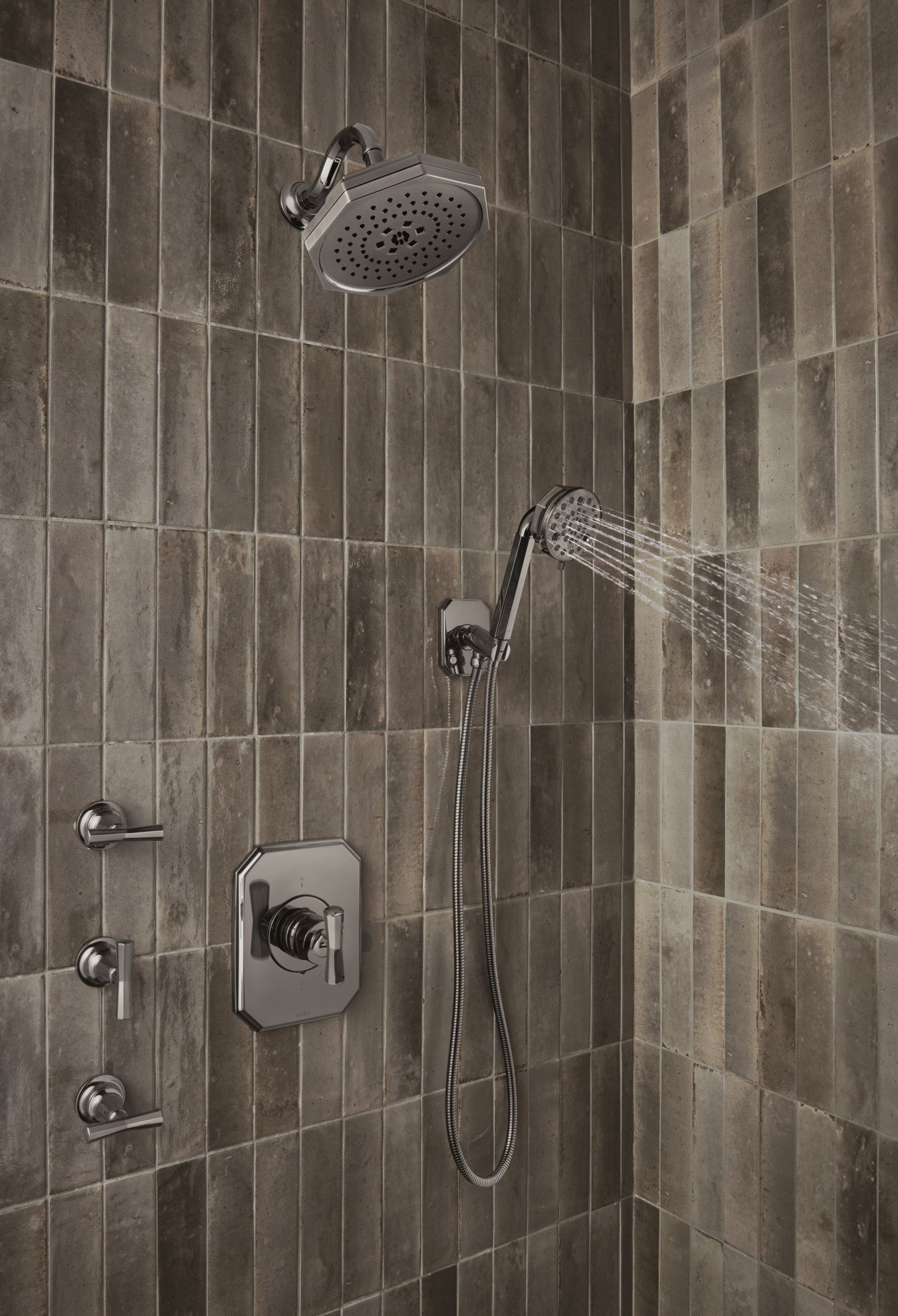 polished nickel shower arm