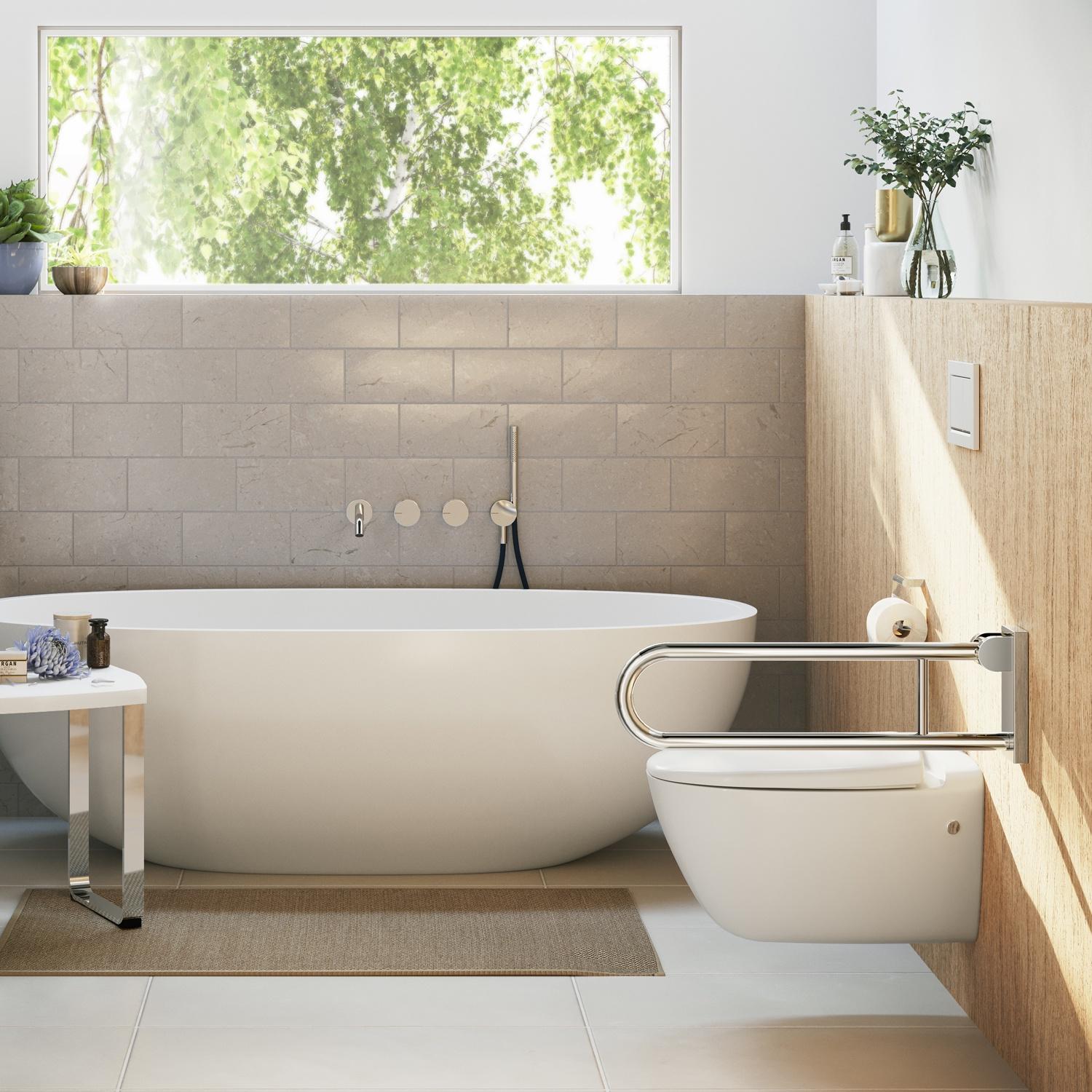 chromed stainless steel grab bar