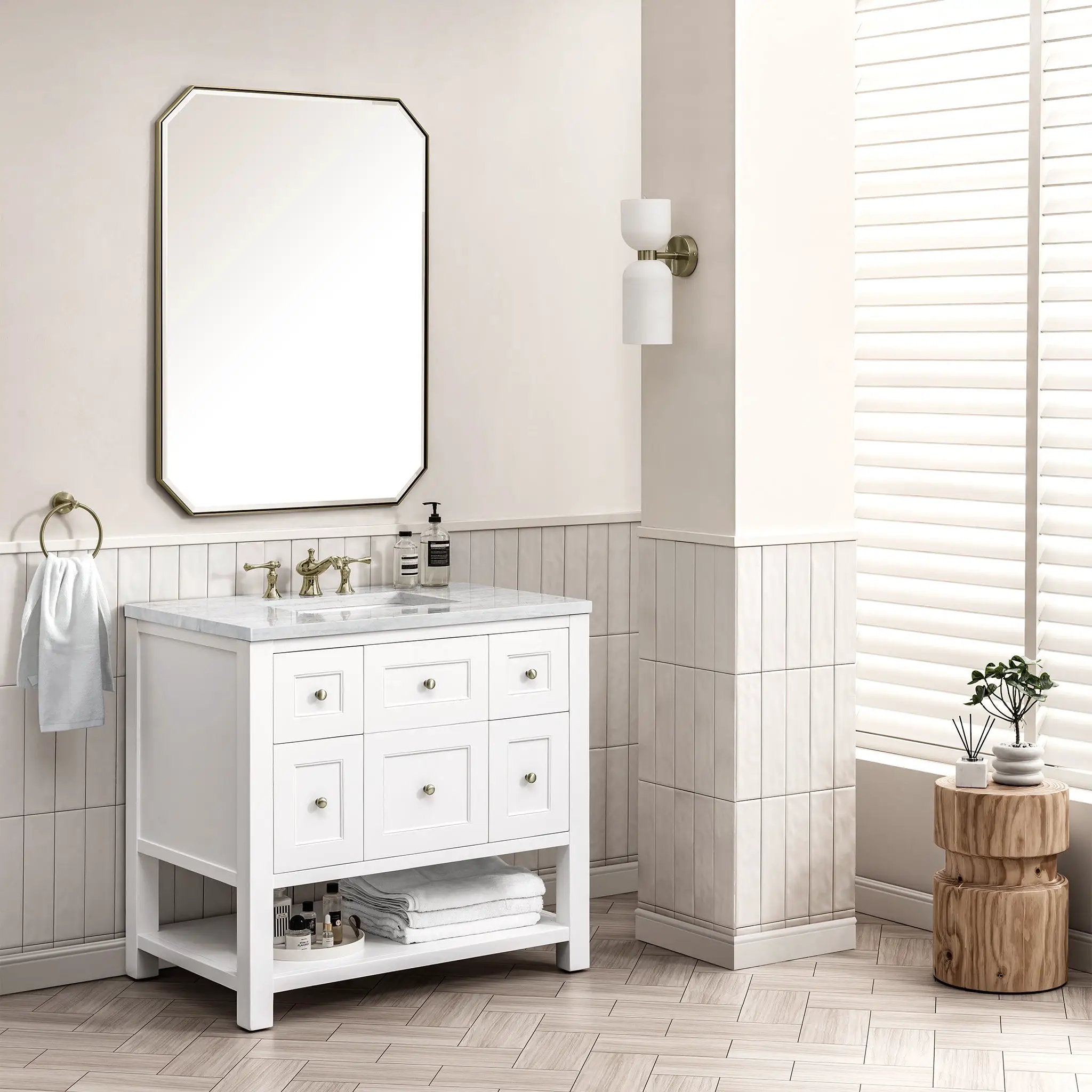 bright white vanity