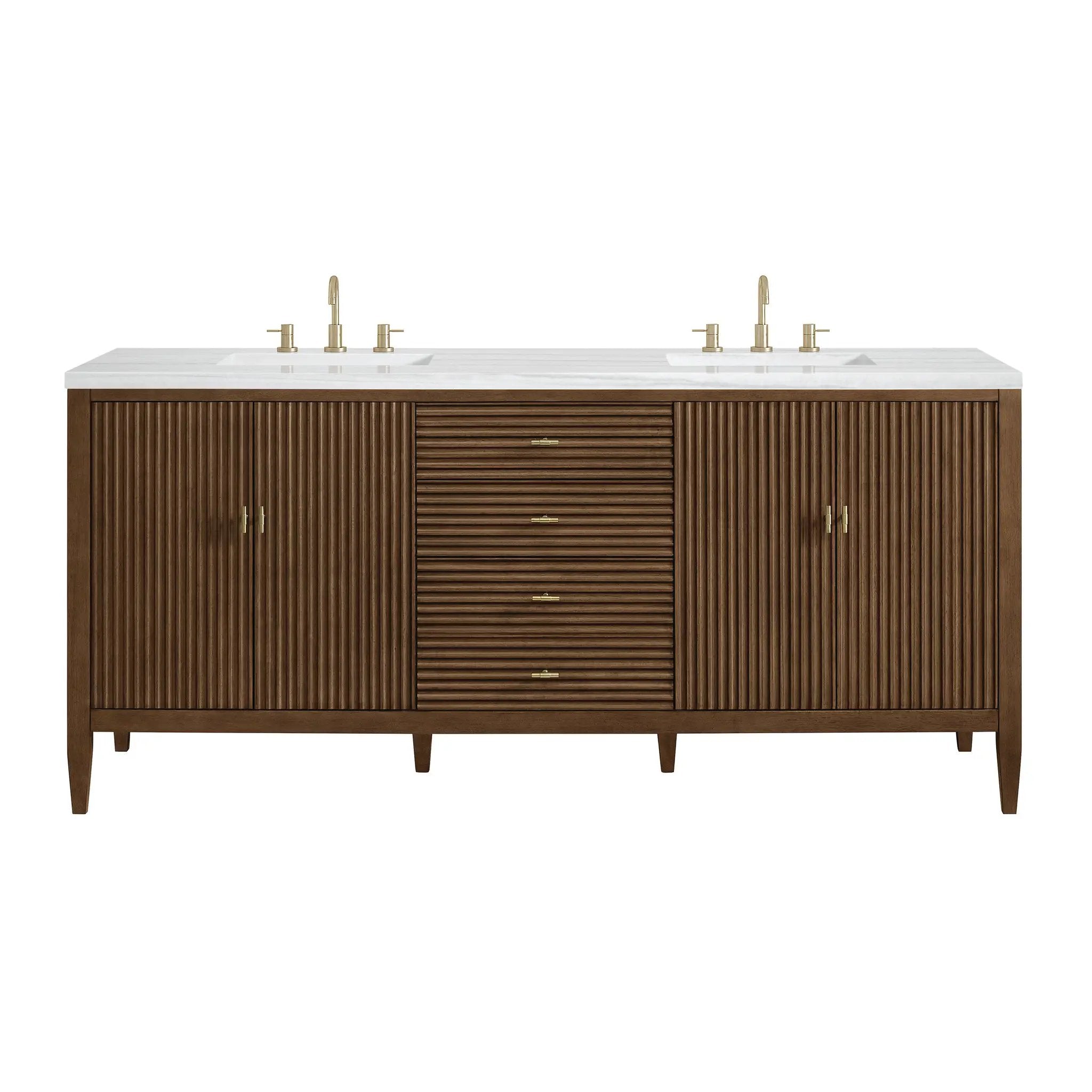 James Martin Myrrin 72" Vanity Set - Mid Century Walnut by James Martin Vanities