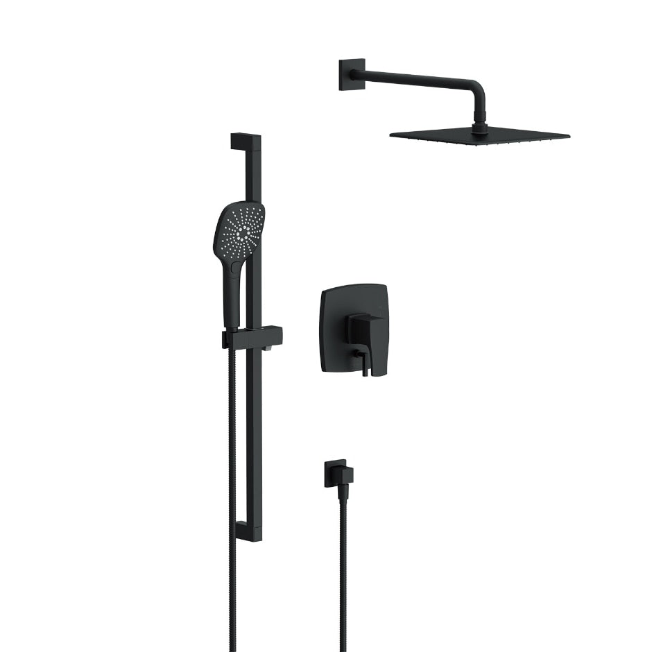 Danze by Gerber Tribune Pressure Balance Shower Trim with 3 Function Hand Shower and Drench 10" Showerhead and Versa Slide Bar Kit by Danze