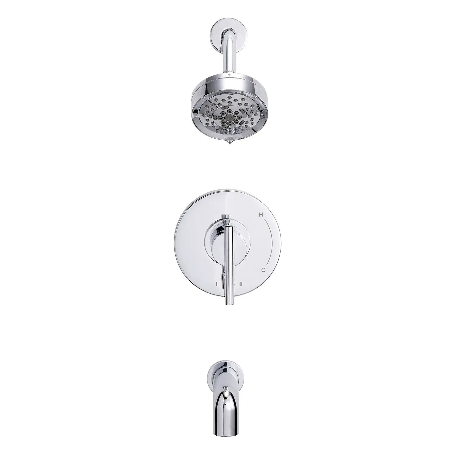 Danze by Gerber Parma 1H Tub and Shower Trim Kit and Treysta Cartridge w/ Diverter on Valve and 5 Function Showerhead 1.75gpm by Danze