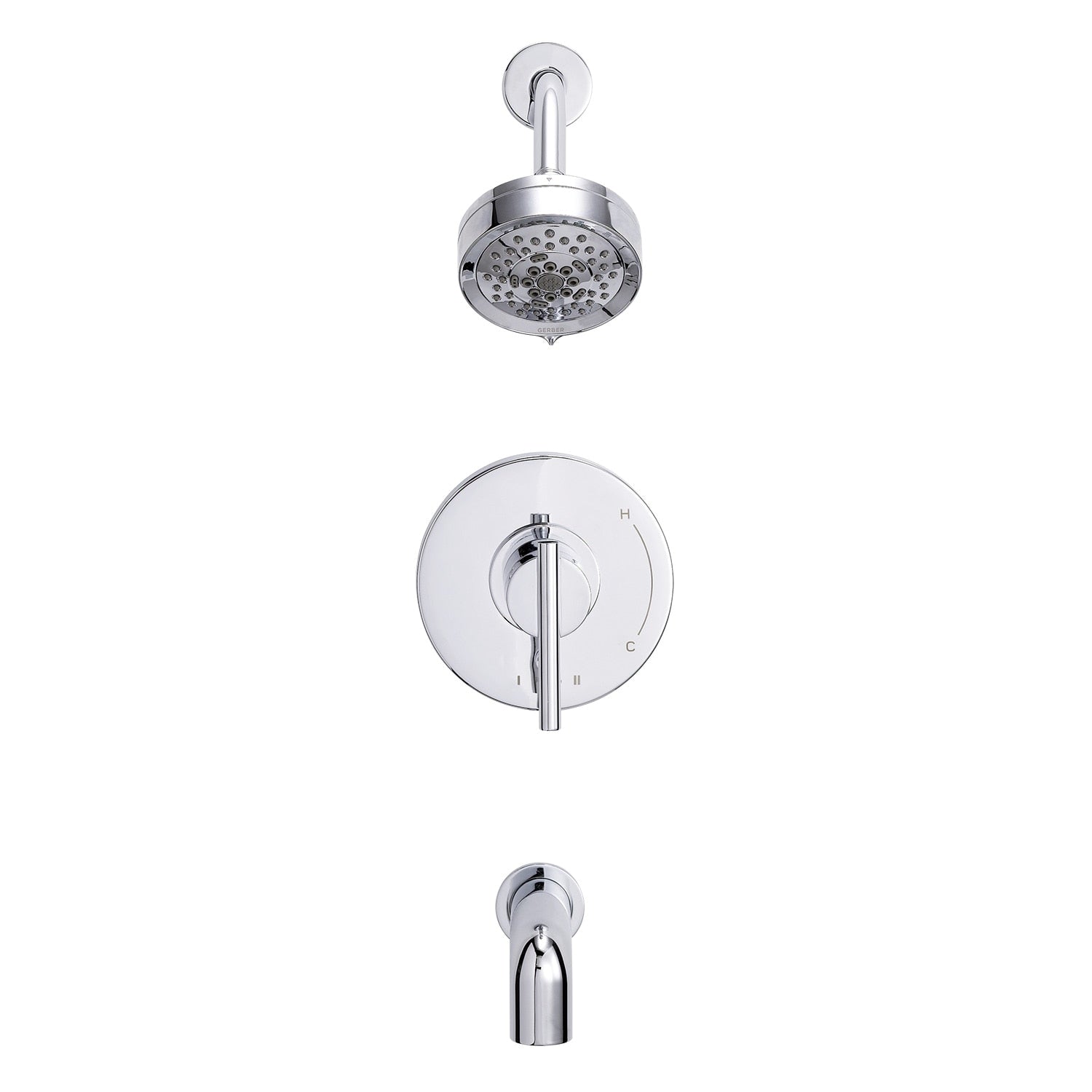 Danze by Gerber Parma 1H Tub and Shower Trim Kit and Treysta Cartridge w/ Diverter on Valve and 5 Function Showerhead 1.75gpm