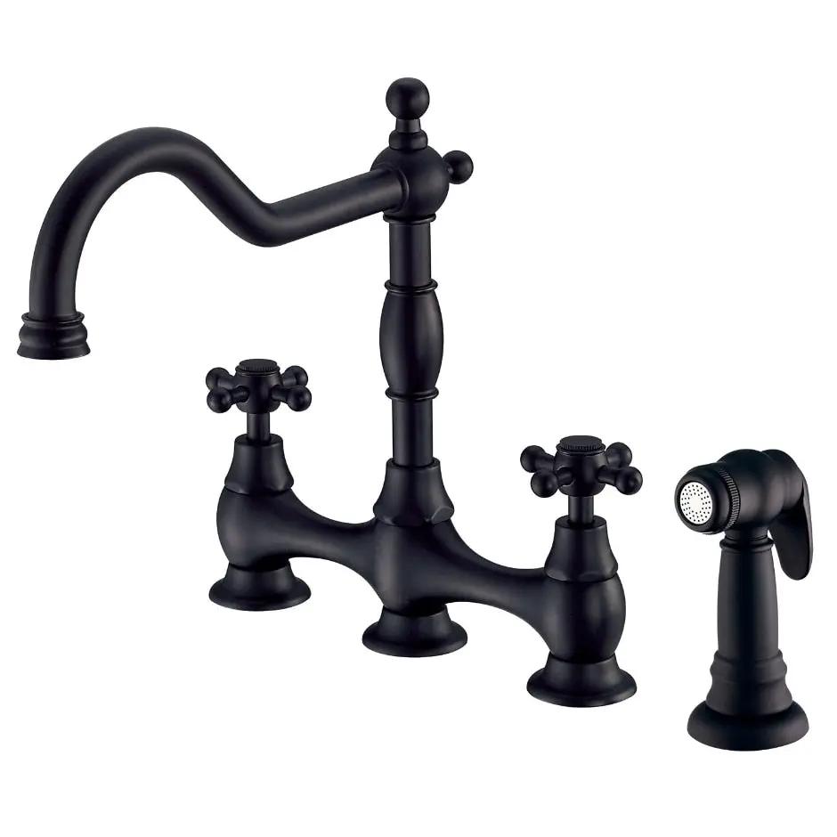 Danze by Gerber Opulence 2H Bridge Kitchen Faucet w/ Cross Handles w/ Spray 1.75gpm by Danze