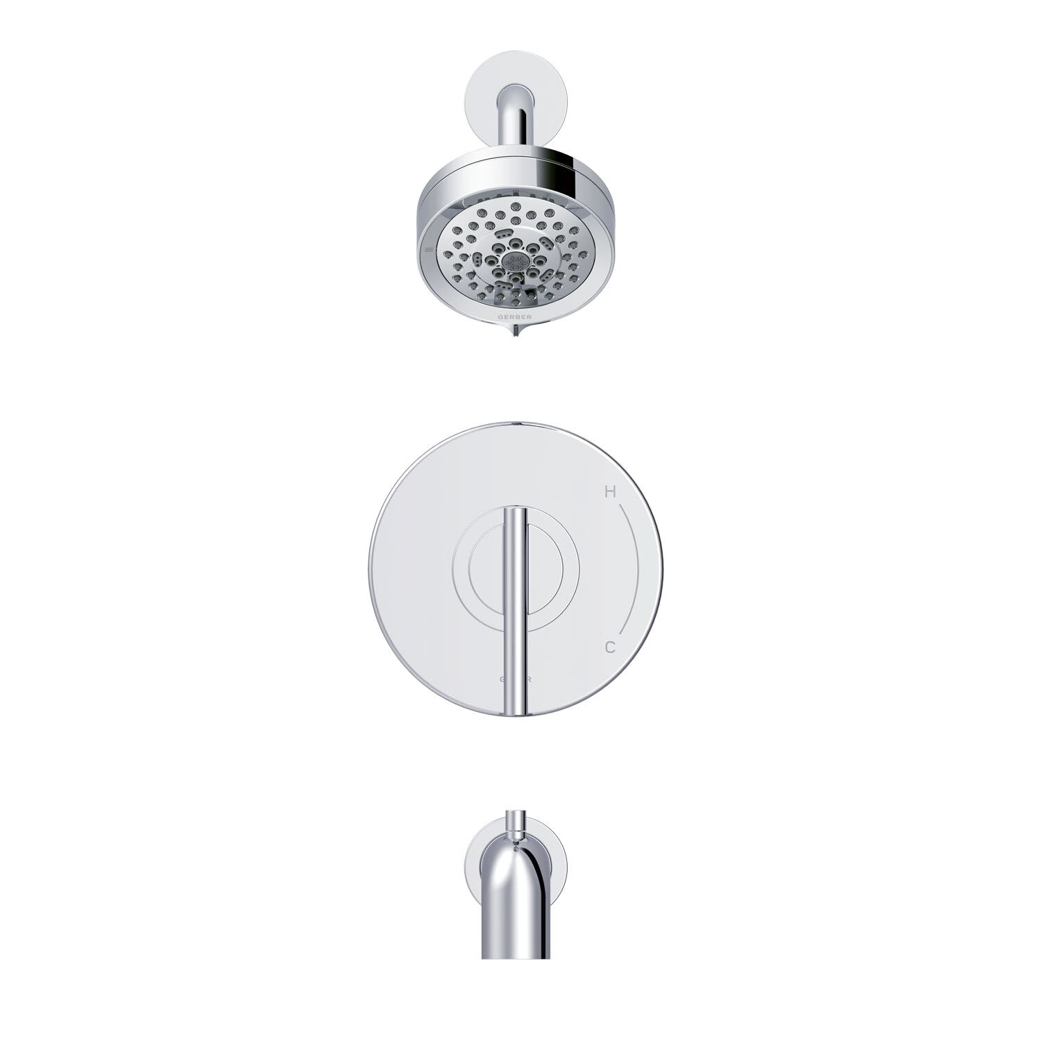 Danze by Gerber Parma 1H Tub and Shower Trim Kit and Treysta Cartridge W/ Diverter On Tub Spout and 5 Function Showerhead 1.75gpm
