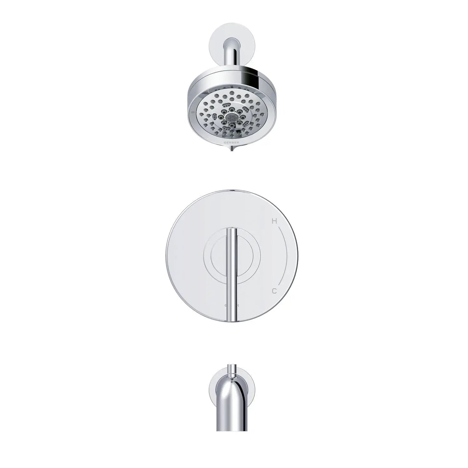 Danze by Gerber Parma 1H Tub and Shower Trim Kit and Treysta Cartridge W/ Diverter On Tub Spout and 5 Function Showerhead 1.75gpm by Danze