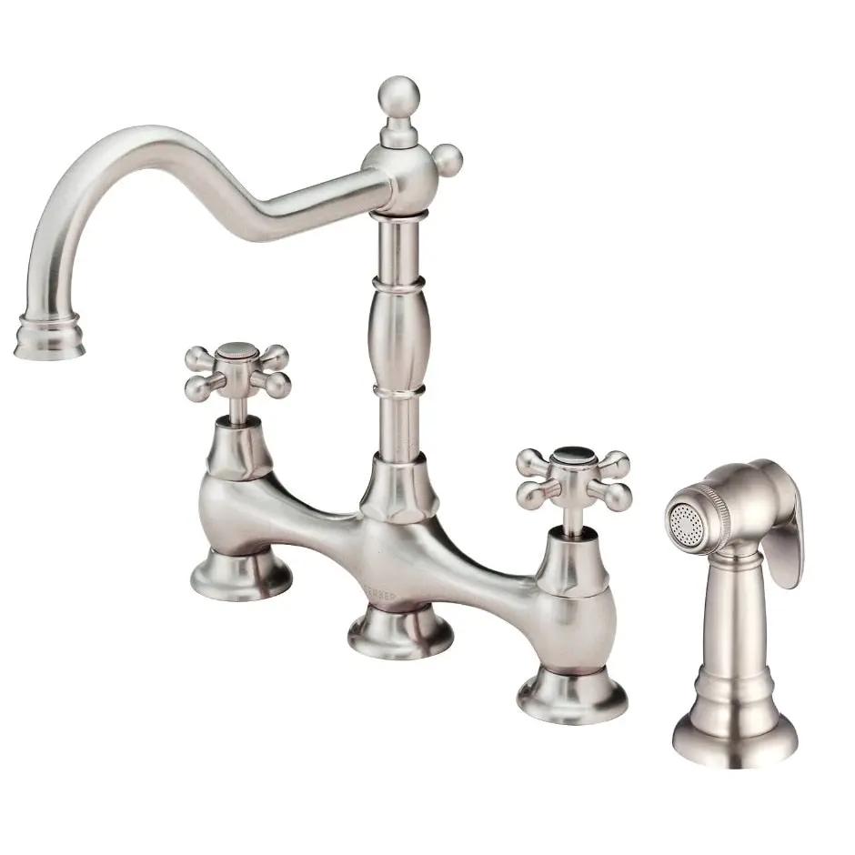 Danze by Gerber Opulence 2H Bridge Kitchen Faucet w/ Cross Handles w/ Spray 1.75gpm by Danze