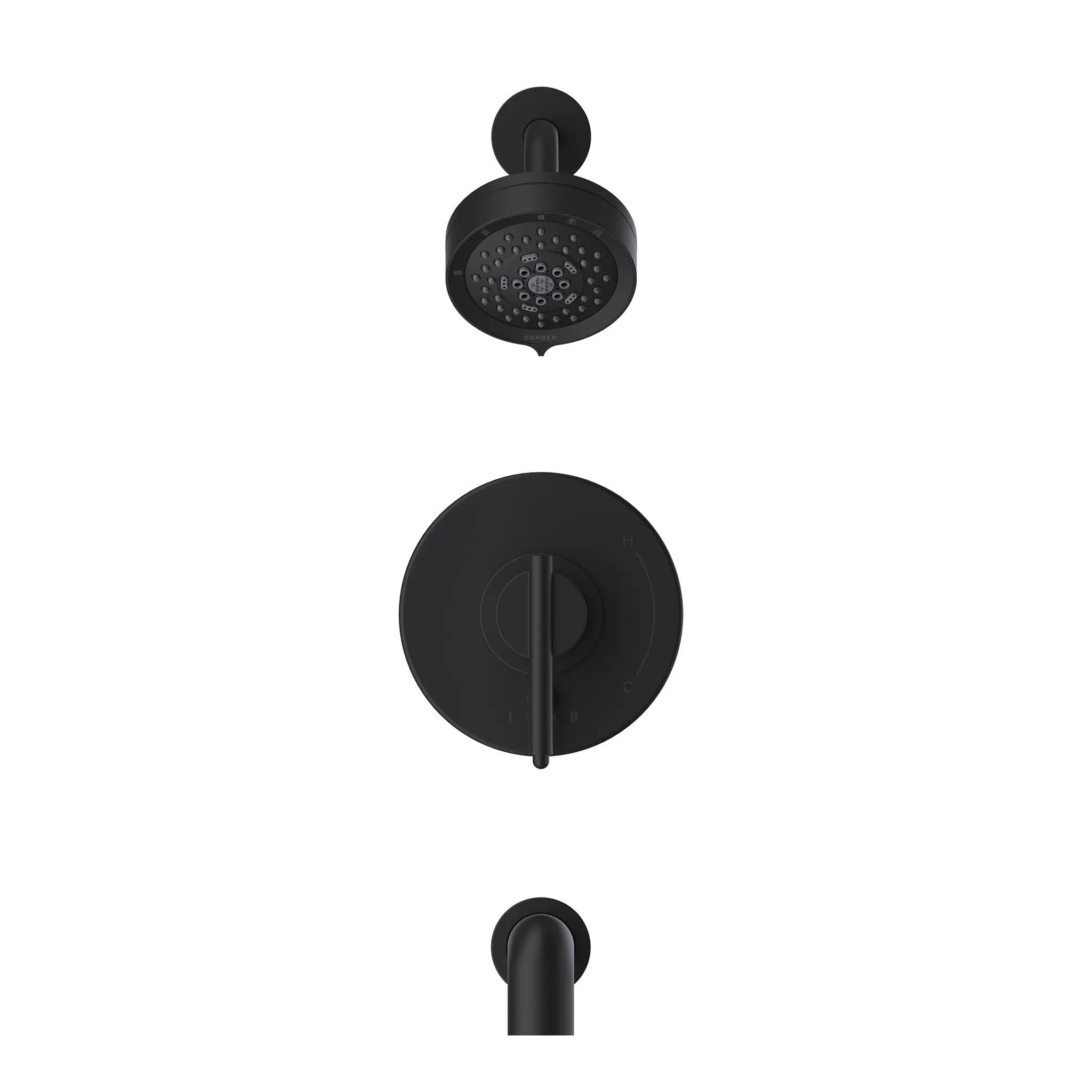 Danze by Gerber Parma 1H Tub and Shower Trim Kit and Treysta Cartridge w/ Diverter on Valve and 5 Function Showerhead 1.75gpm by Danze