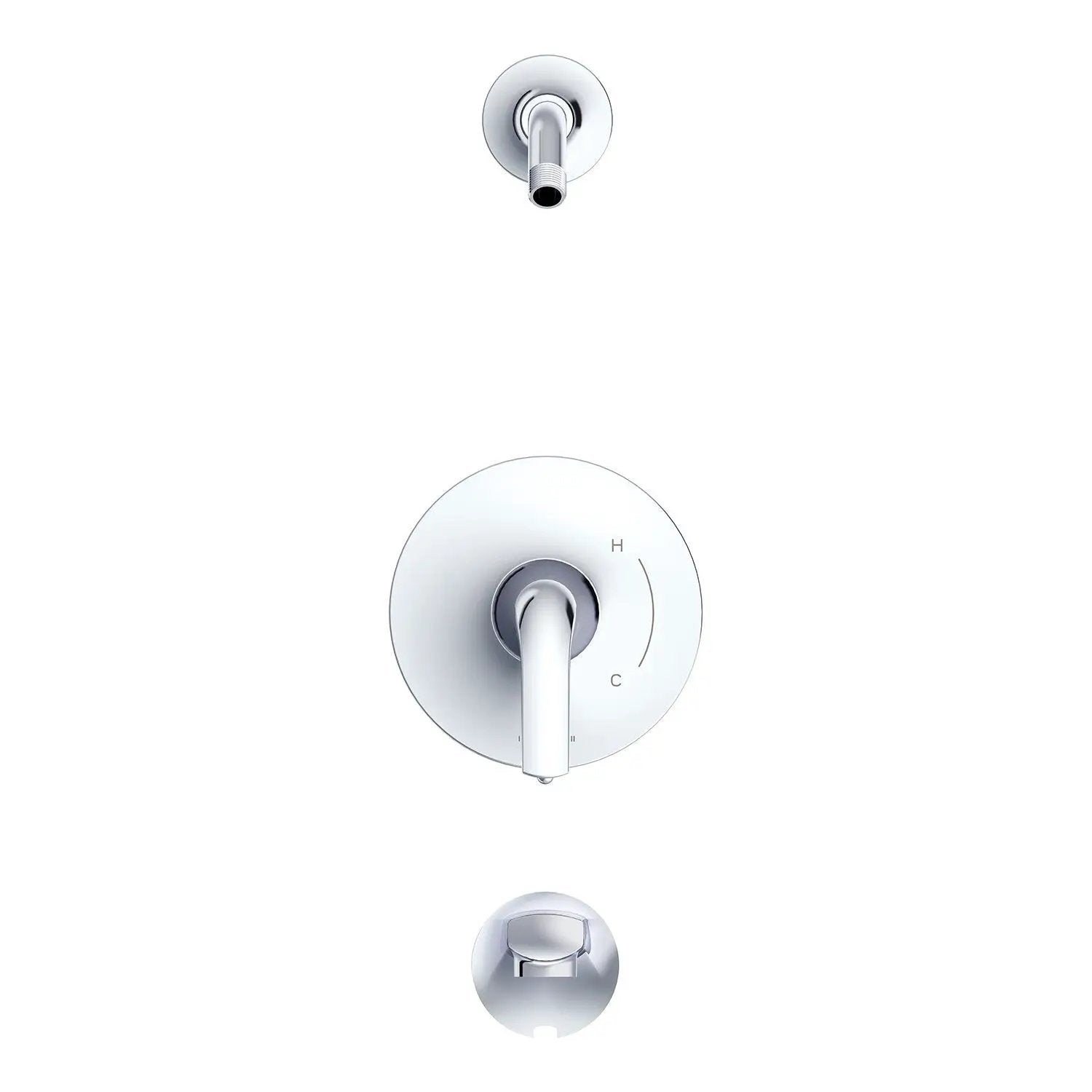Danze by Gerber Lemora 1H Tub and Shower Trim Kit and Treysta Cartridge with Diverter on Valve Less Showerhead by Danze