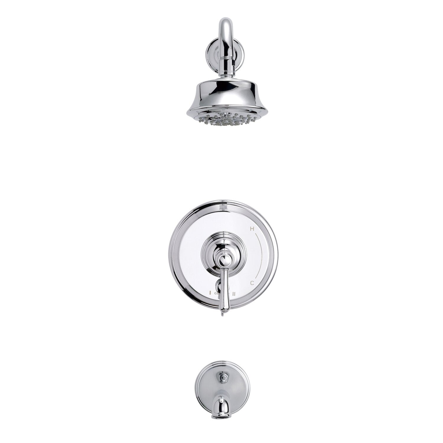 Danze by Gerber Opulence 1H Tub and Shower Trim Kit and Treysta Cartridge w/ Diverter on Valve and 5 Function Showerhead 1.75gpm by Danze