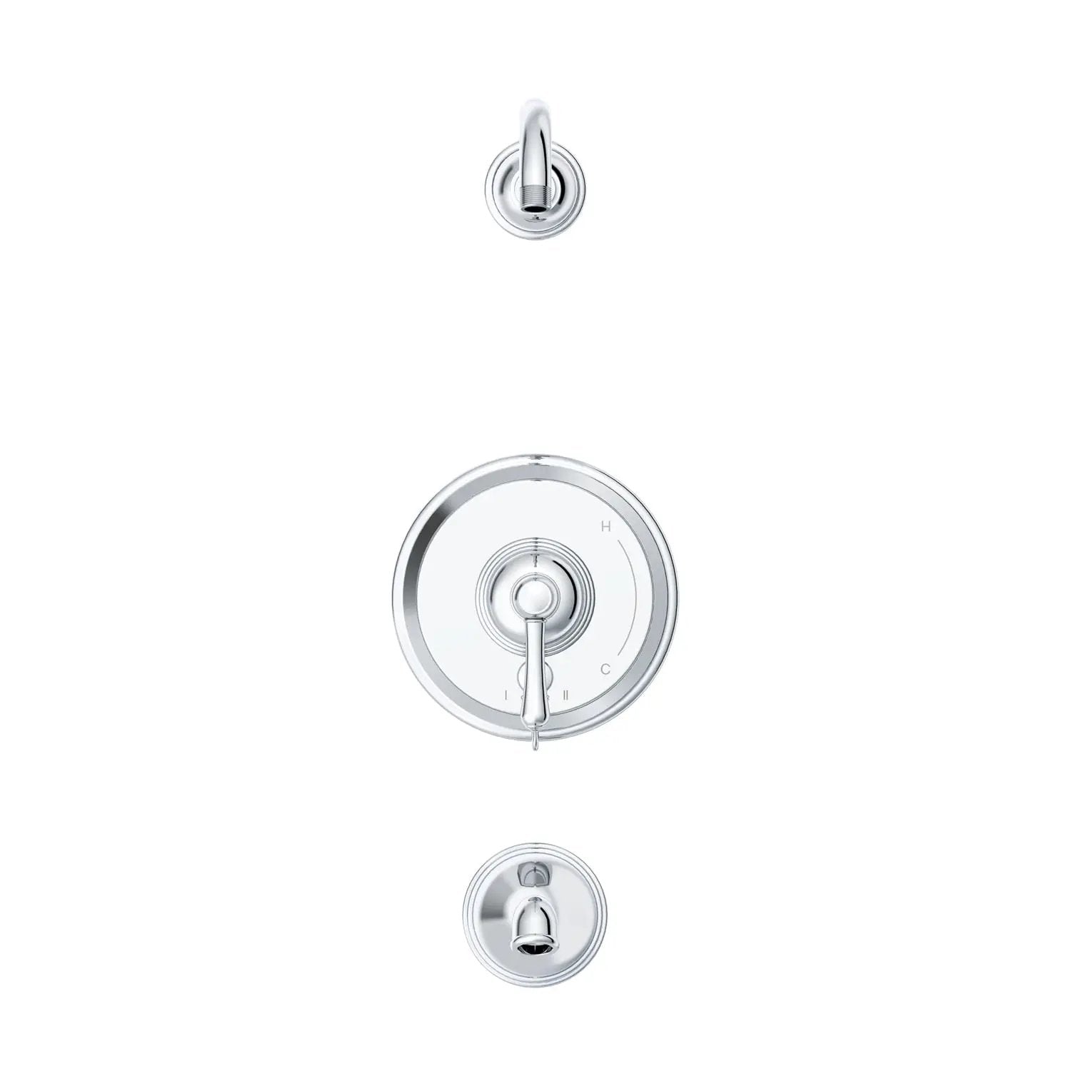 Danze by Gerber Opulence 1H Tub and Shower Trim Kit and Treysta Cartridge w/ Diverter on Valve Less Showerhead by Danze