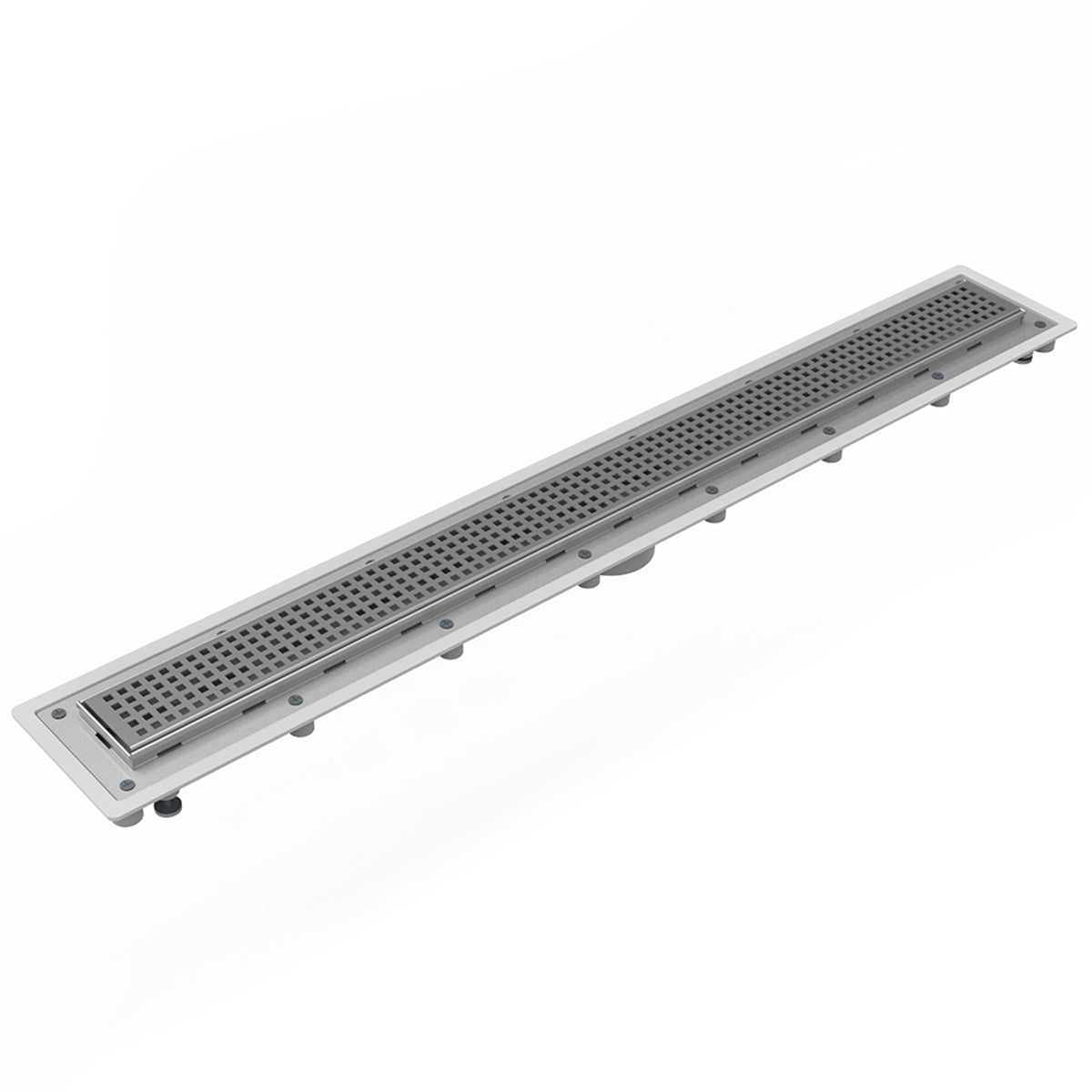 Infinity Drain 24" Universal Infinity Linear Drain Kit with PVC Channel and Squares Pattern Grate