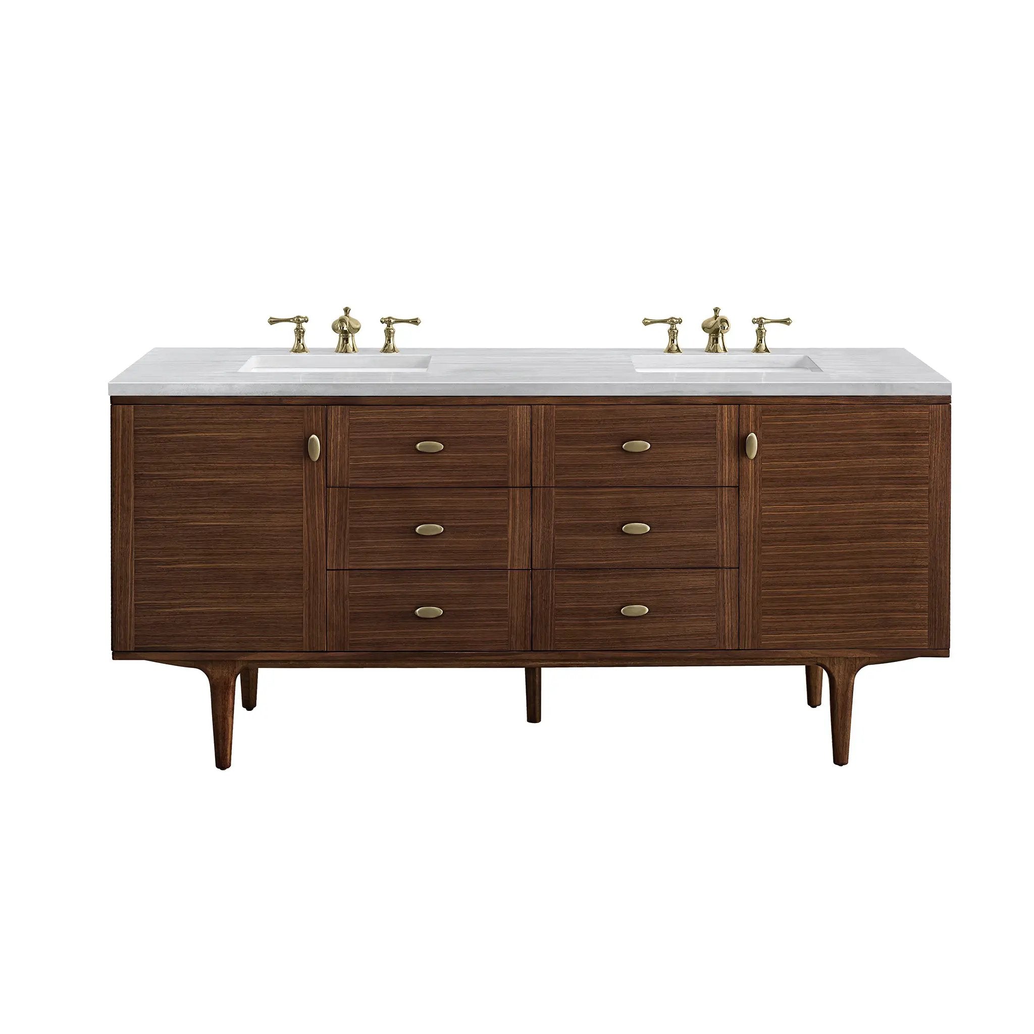 James Martin Amberly 72" Double Vanity Set - Mid-Century Walnut by James Martin Vanities