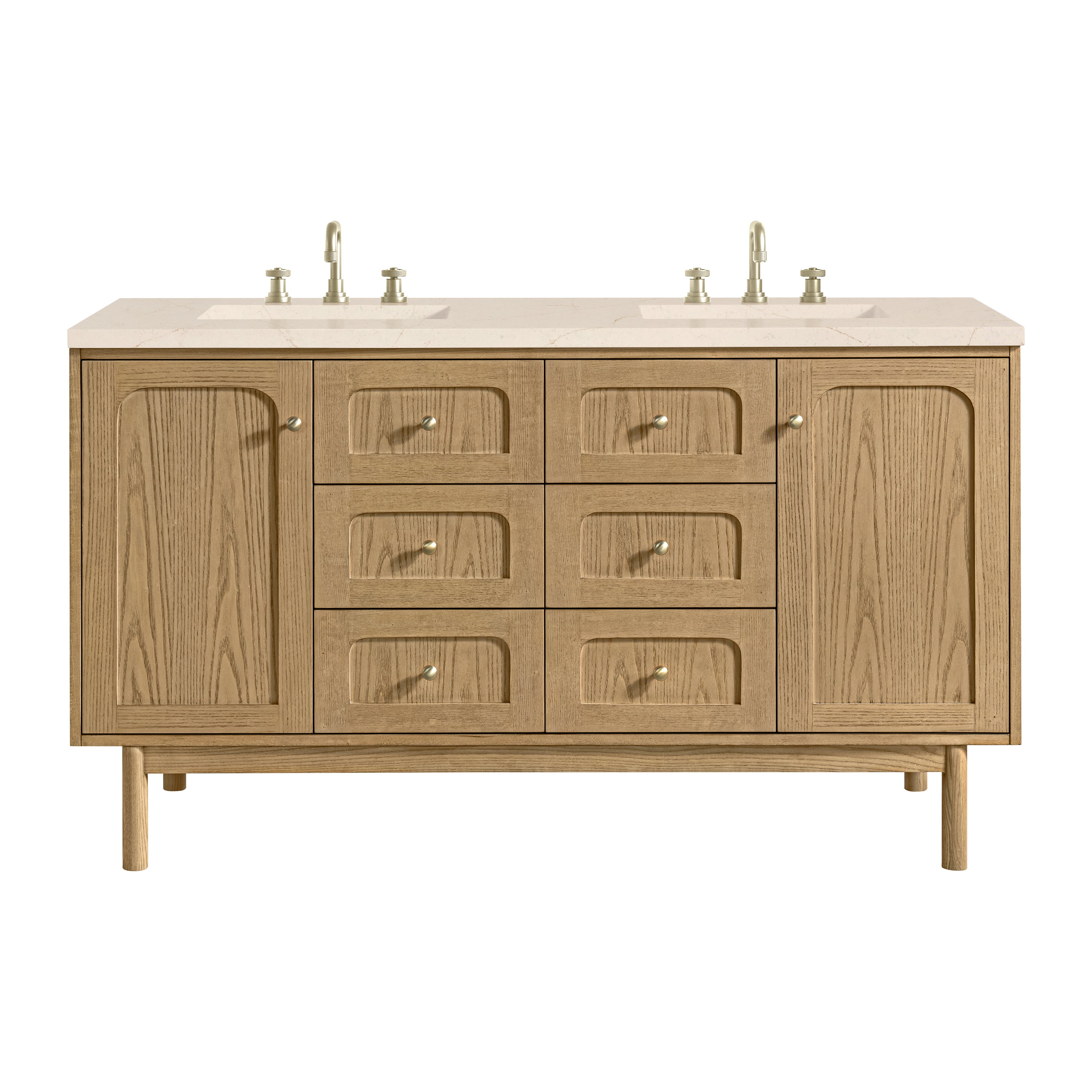 James Martin Laurent 60" Double Vanity Set - Light Natural Oak