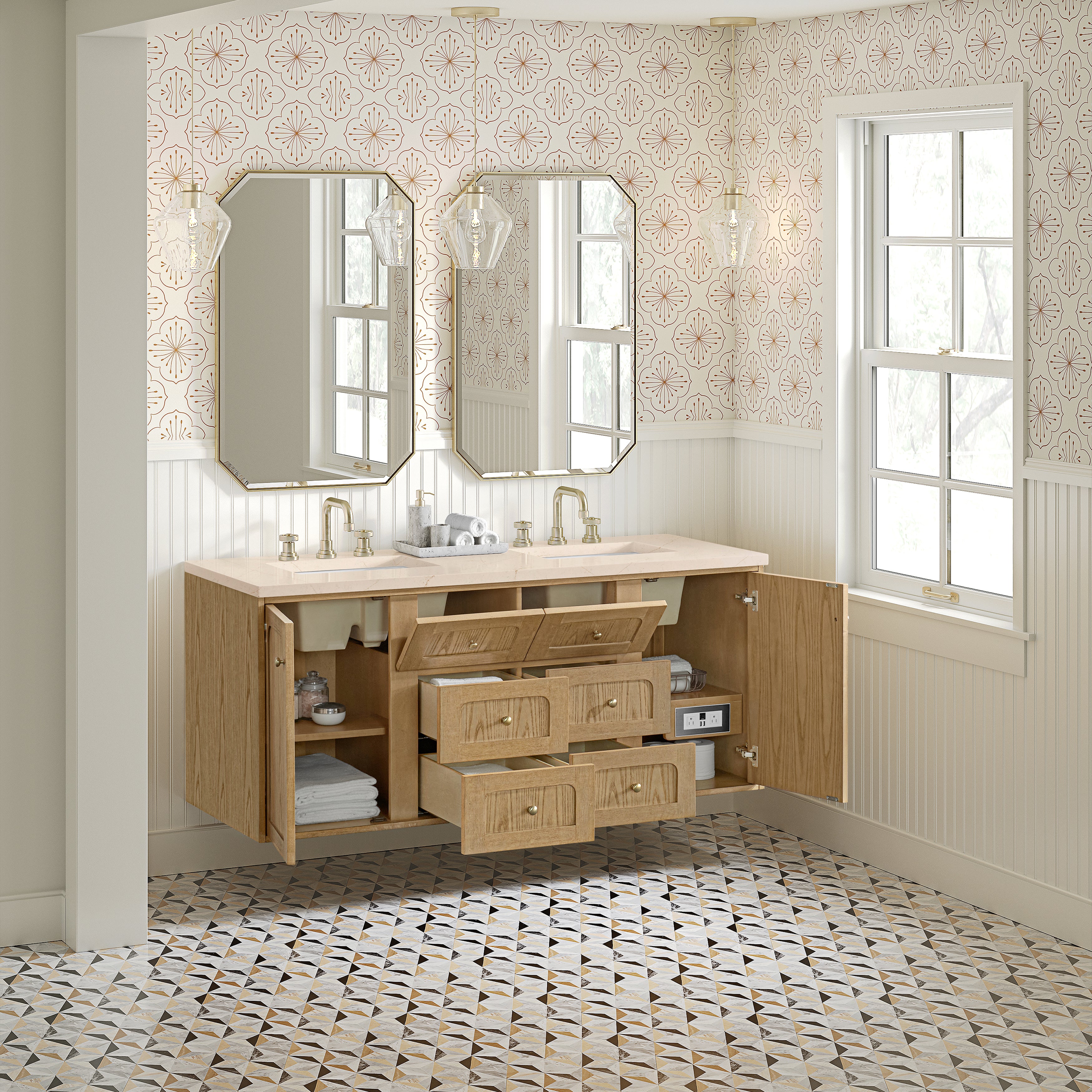 light natural oak vanity