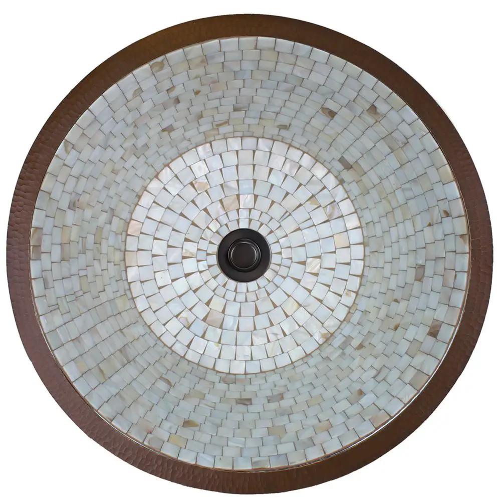 Linkasink Small Round Flat Bottom Mosaic Undermount or Drop-In Sink 16" by Linkasink