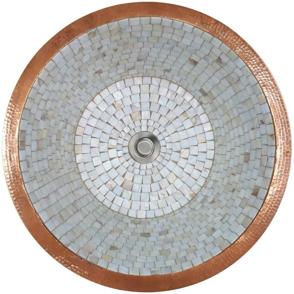 Linkasink Small Round Flat Bottom Mosaic Undermount or Drop-In Sink 16" by Linkasink