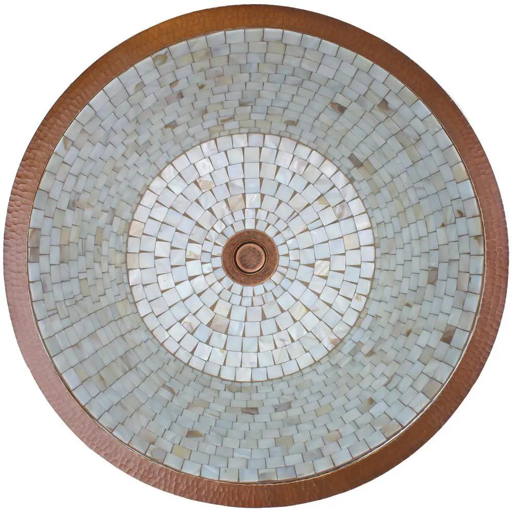 Linkasink Small Round Flat Bottom Mosaic Undermount or Drop-In Sink 16" by Linkasink
