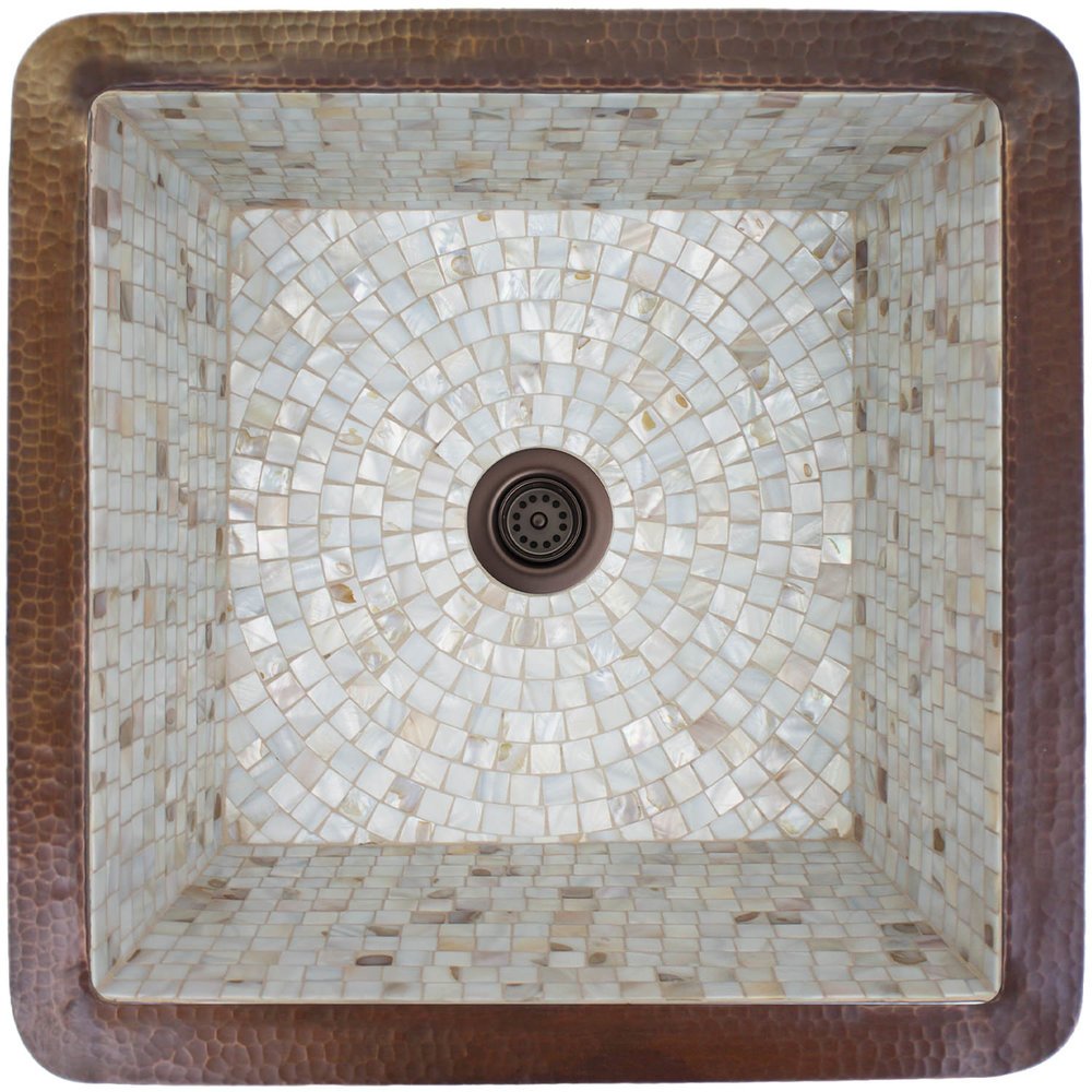 Linkasink Square Mosaics Sink Dark Bronze Undermount or Drop-In Sink 16"