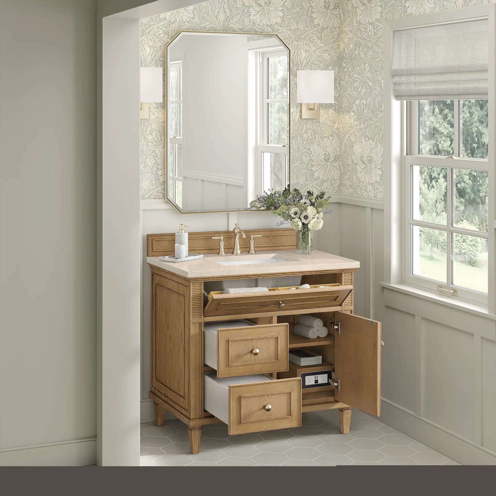 light natural oak vanity