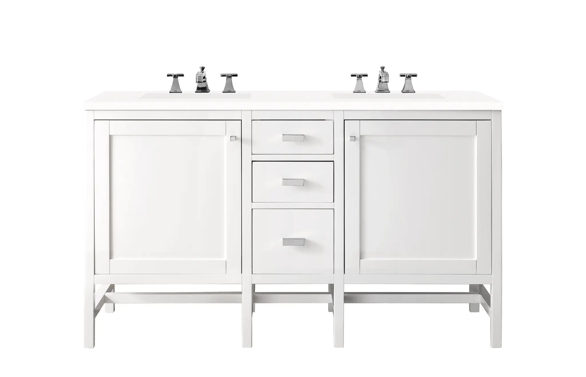 James Martin Addison 60" Double Vanity Set - Glossy White by James Martin Vanities