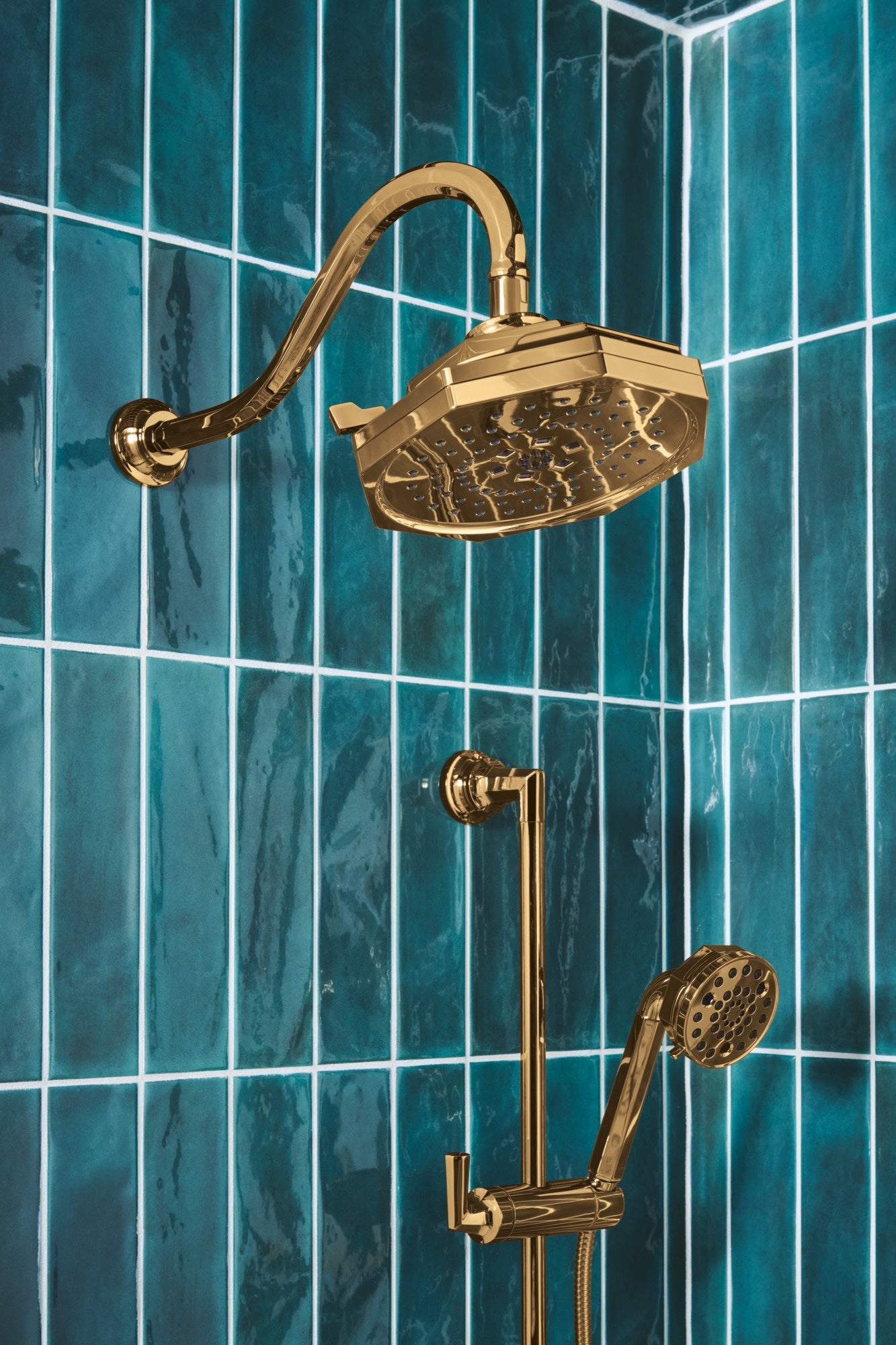 polished gold shower arm