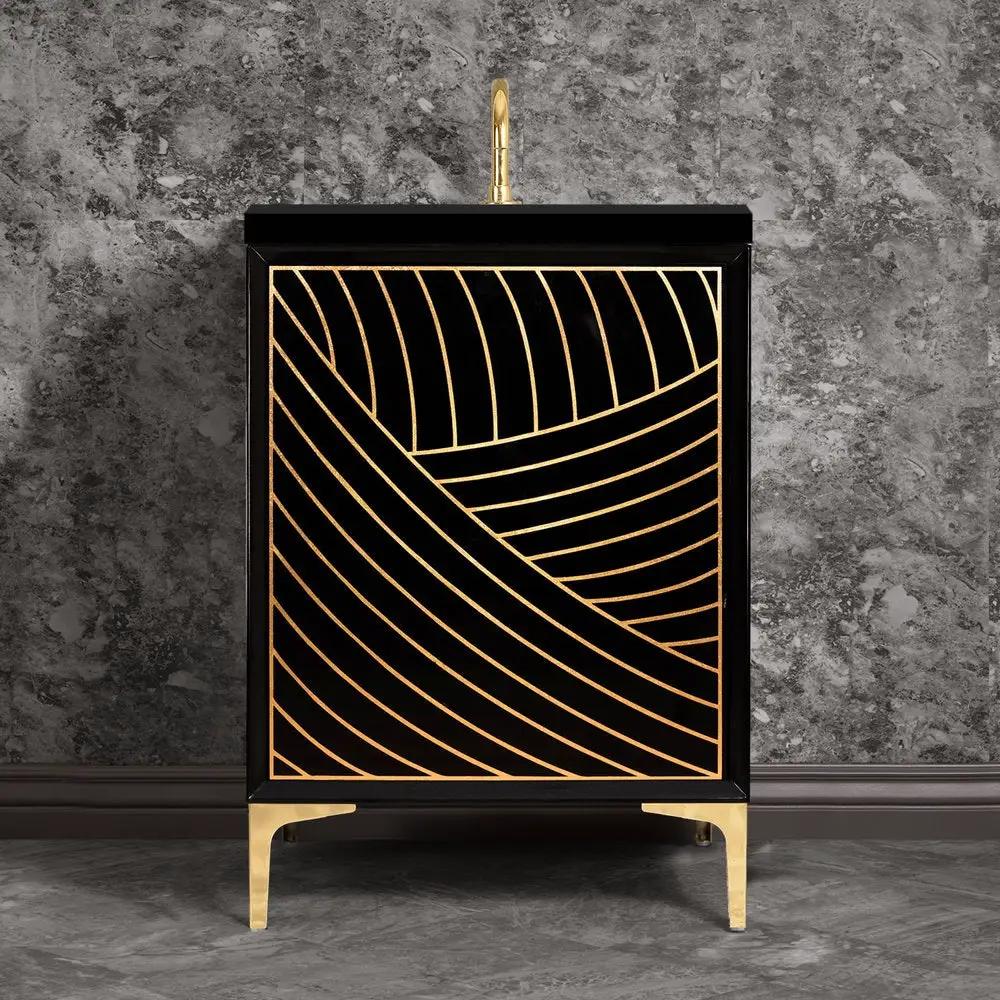 black with polished brass vanity